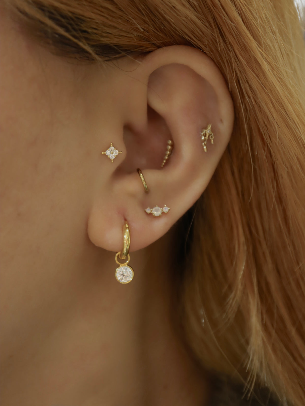 Triple opal 925 silver flat back piercing (1pc)