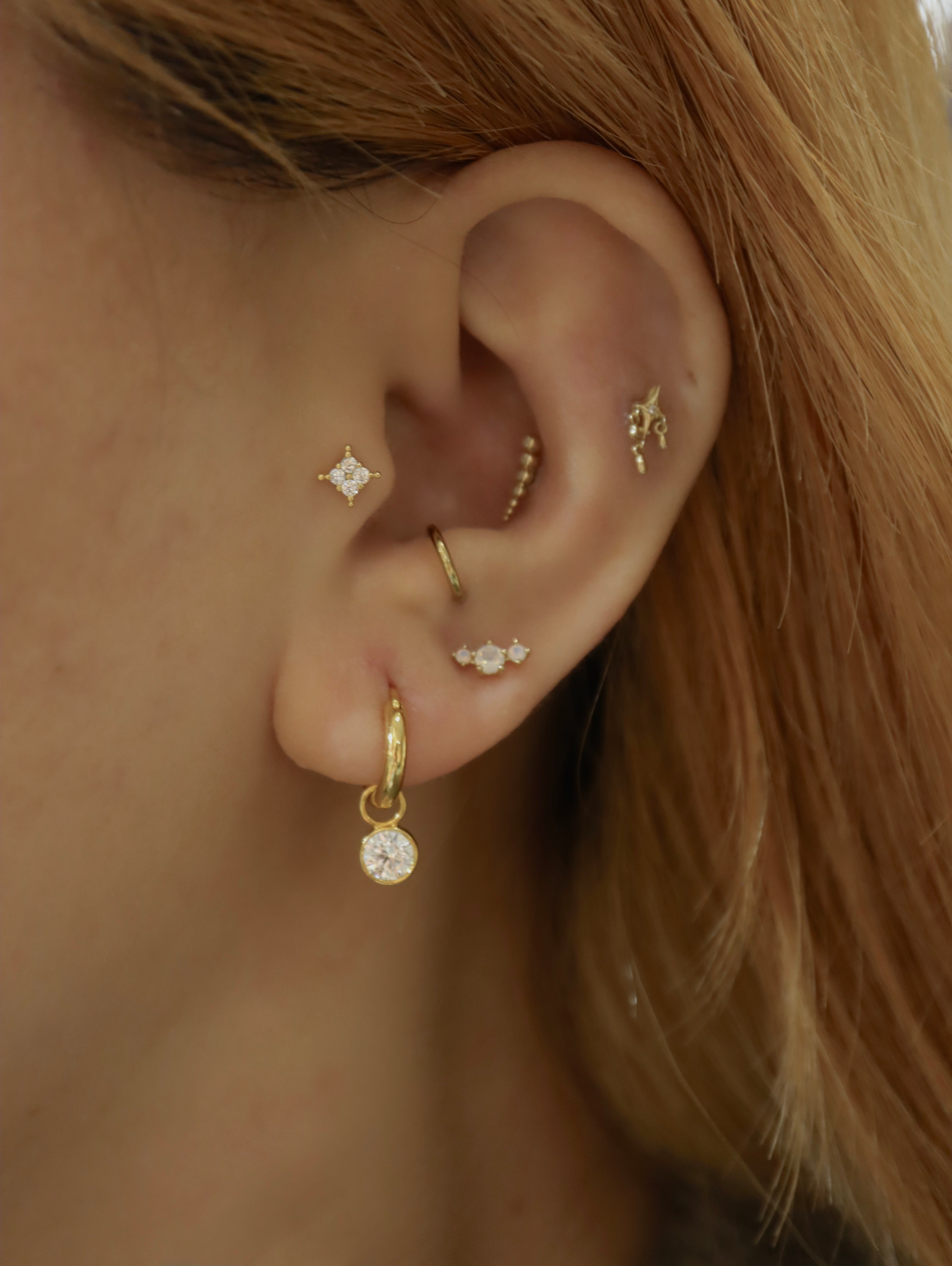 Triple opal 925 silver flat back piercing (1pc)