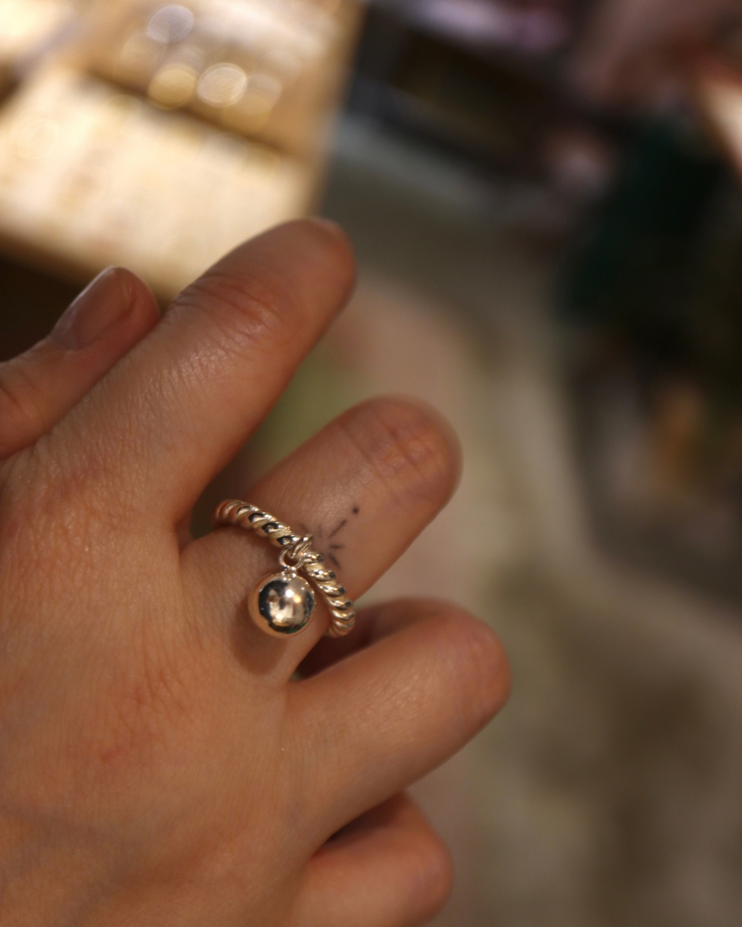Drop ball 925 silver ring