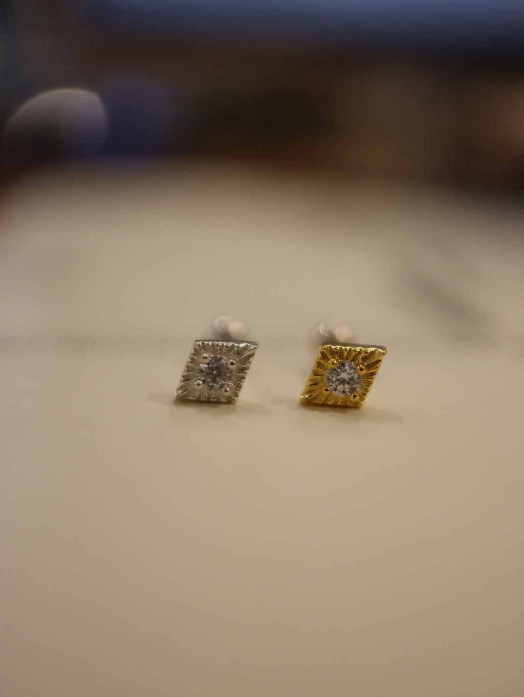 Ray burst stud 925silver earring piercing