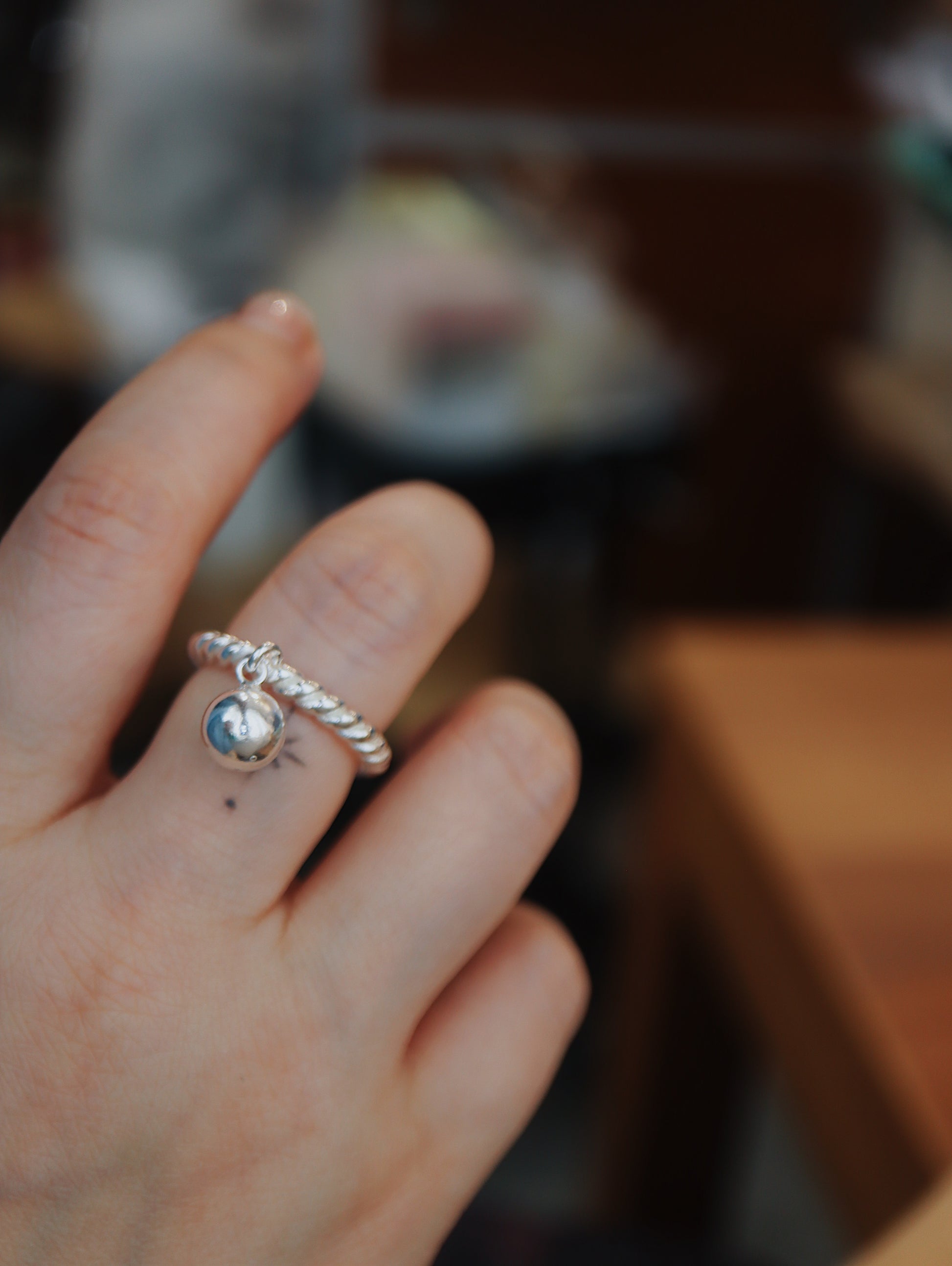 Drop ball 925 silver ring
