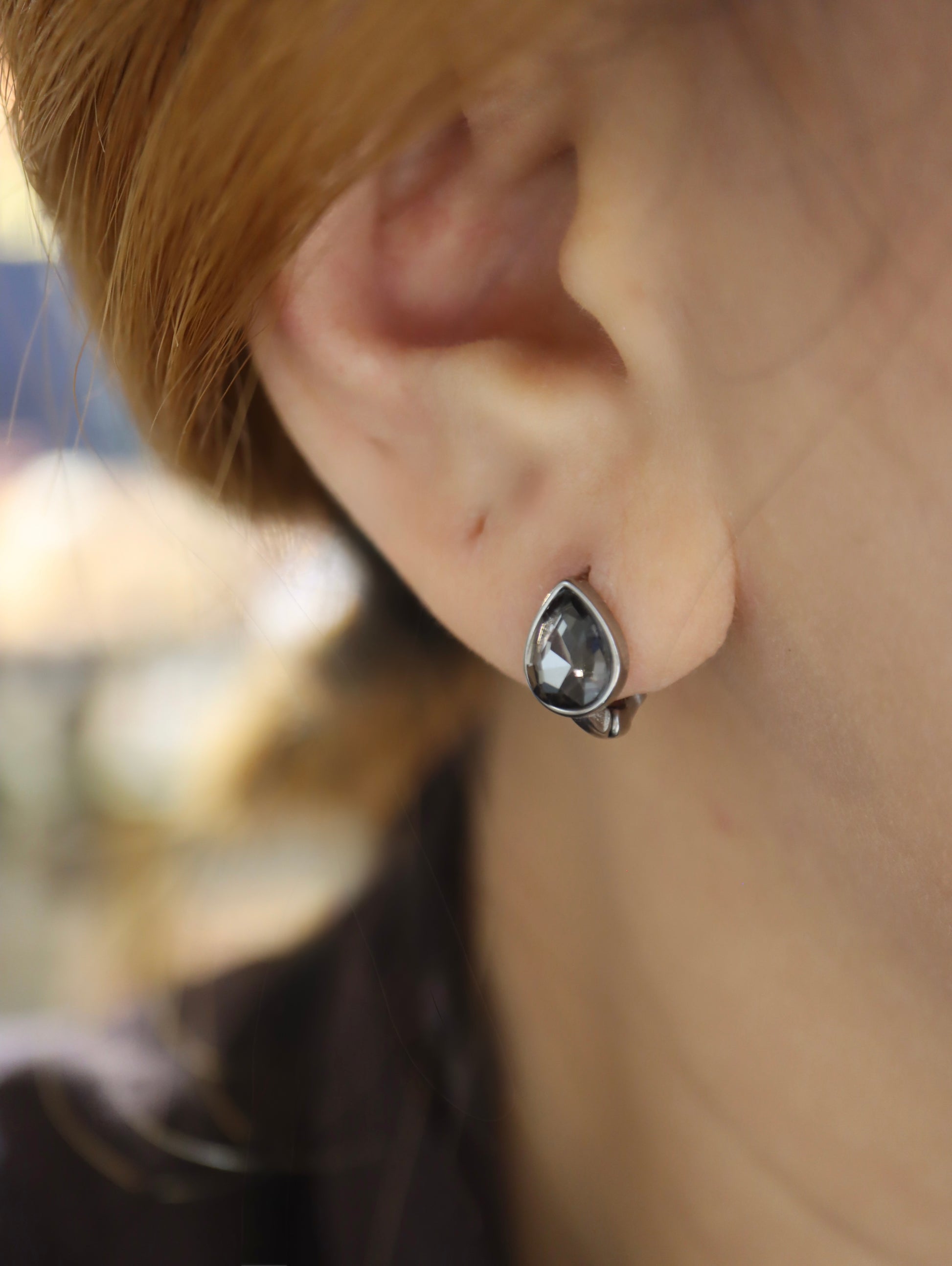 Noir Nebula Teardrop surgical steel earrings