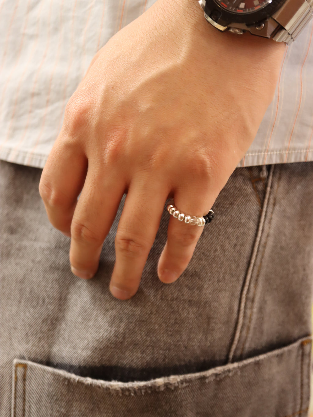 Mix colour beaded stretch ring