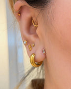 Parallel Rib Hoop Stainless Steel Earrings