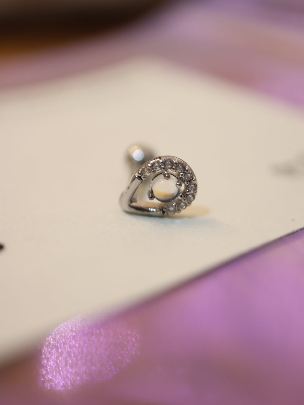 Teardrop cz stud piercing 316L earring