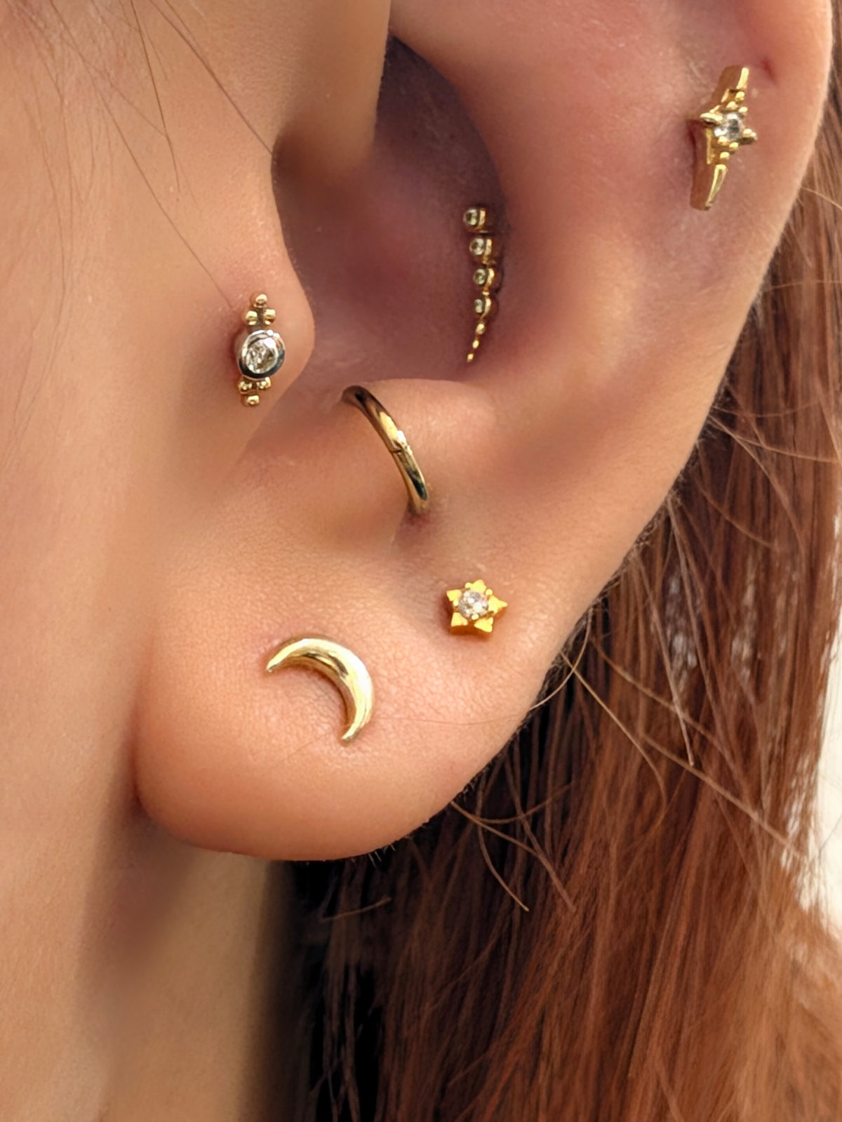 Mini star cz 925 Silver Earring Piercing (1pc)