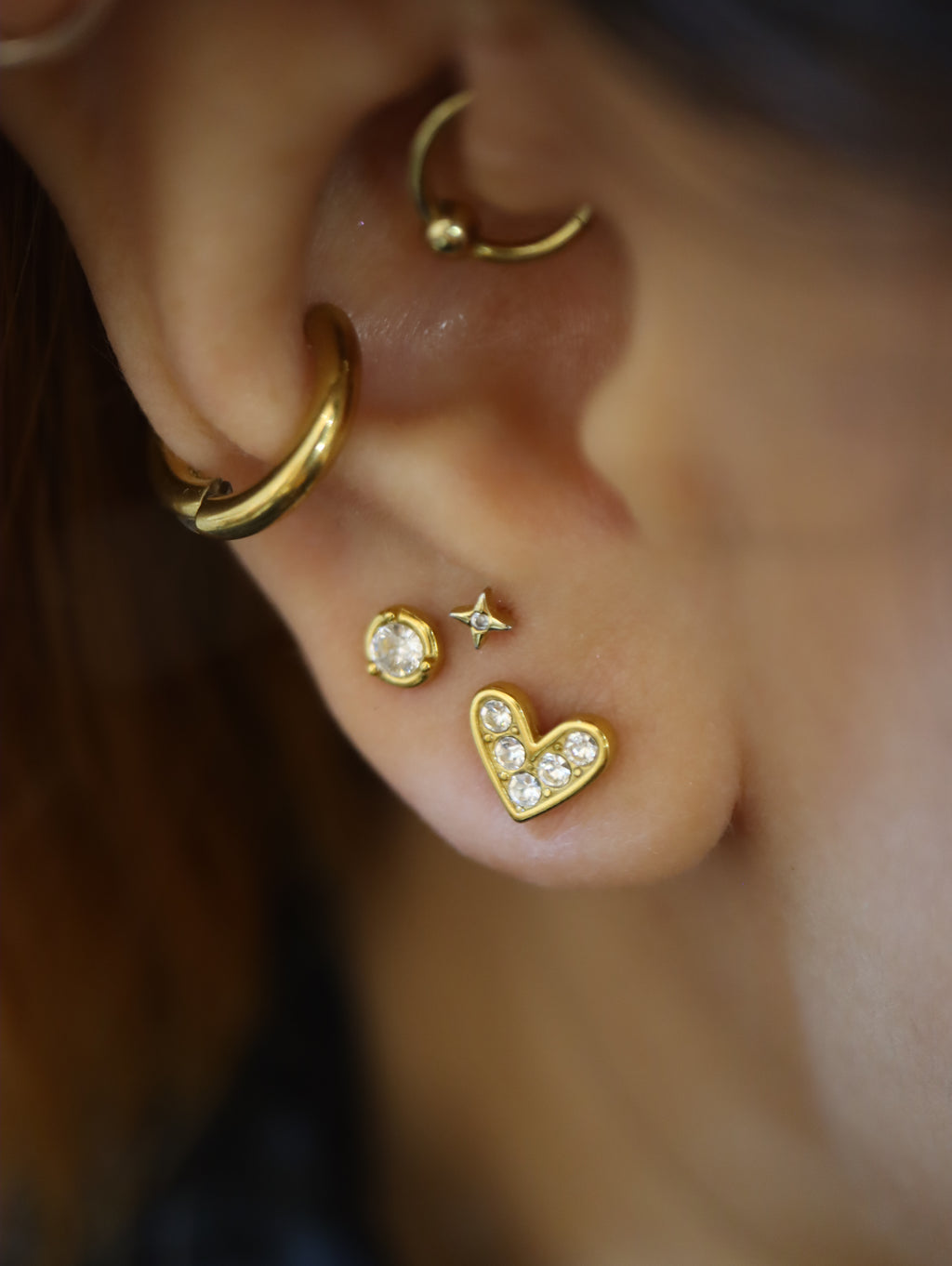 Sparkling heart stainless steel earrings