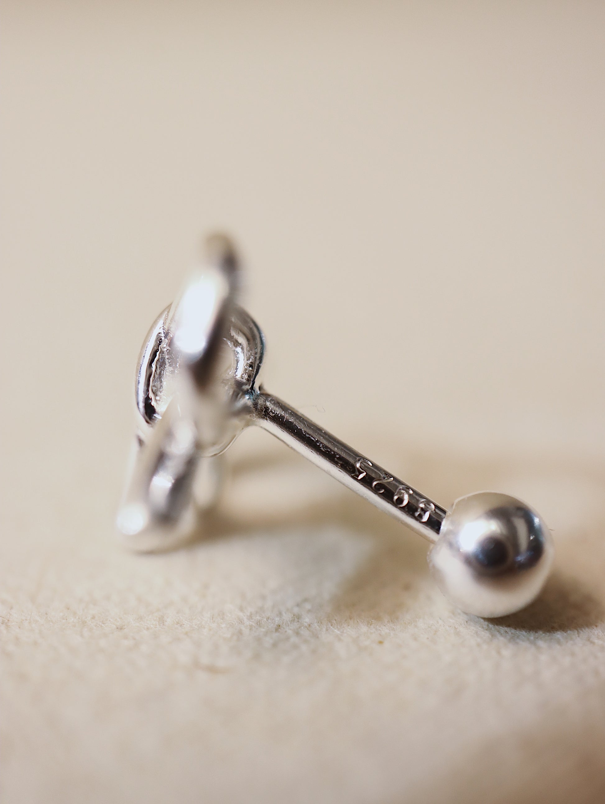 Ribbon Silver925 barbell earring piercing