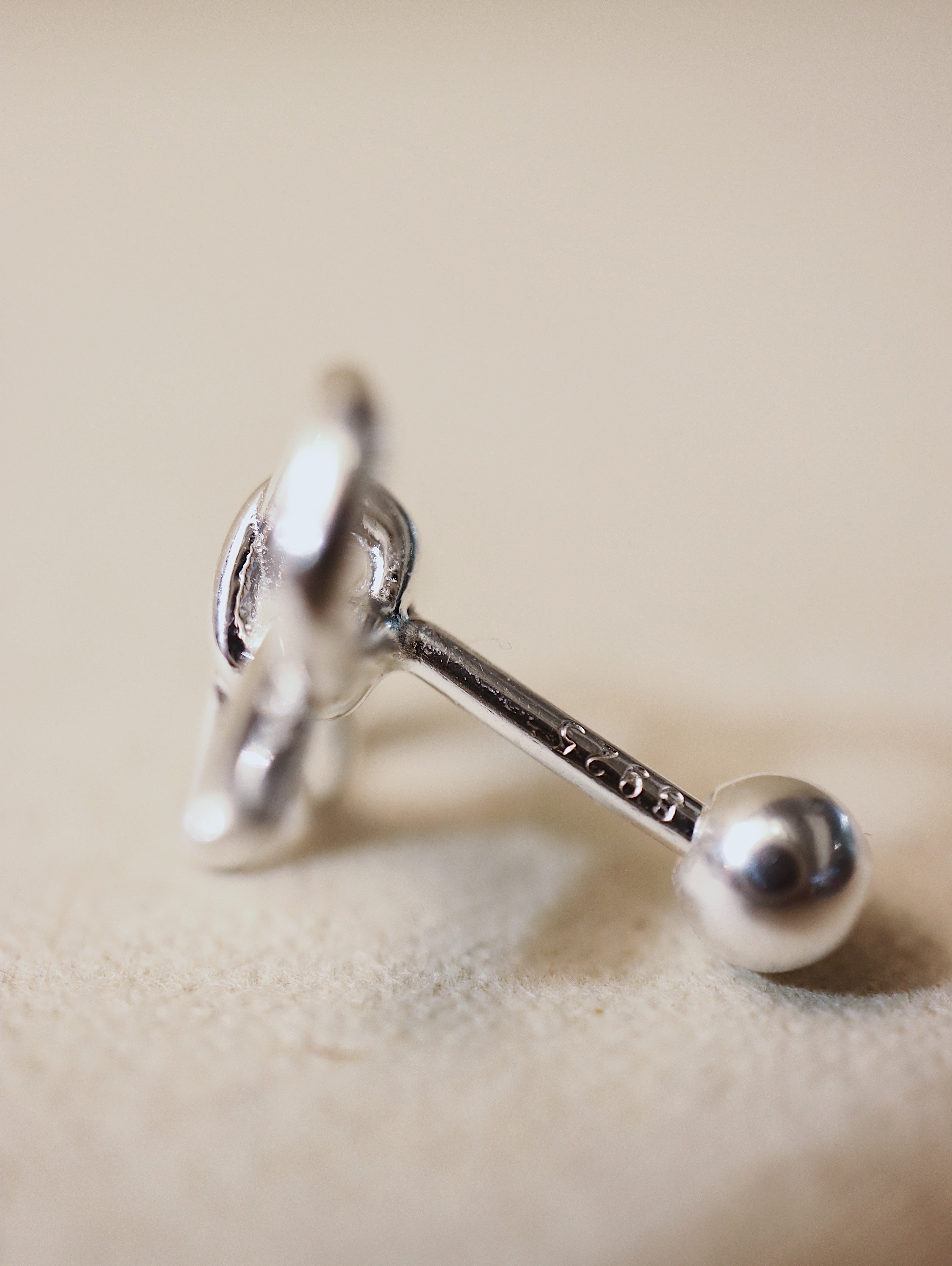 Ribbon Silver925 barbell earring piercing