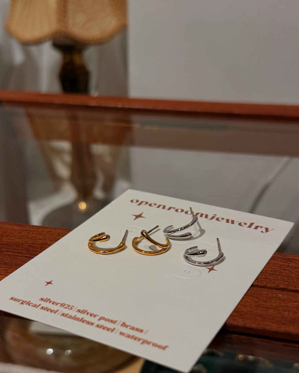 Dual loop brass earrings