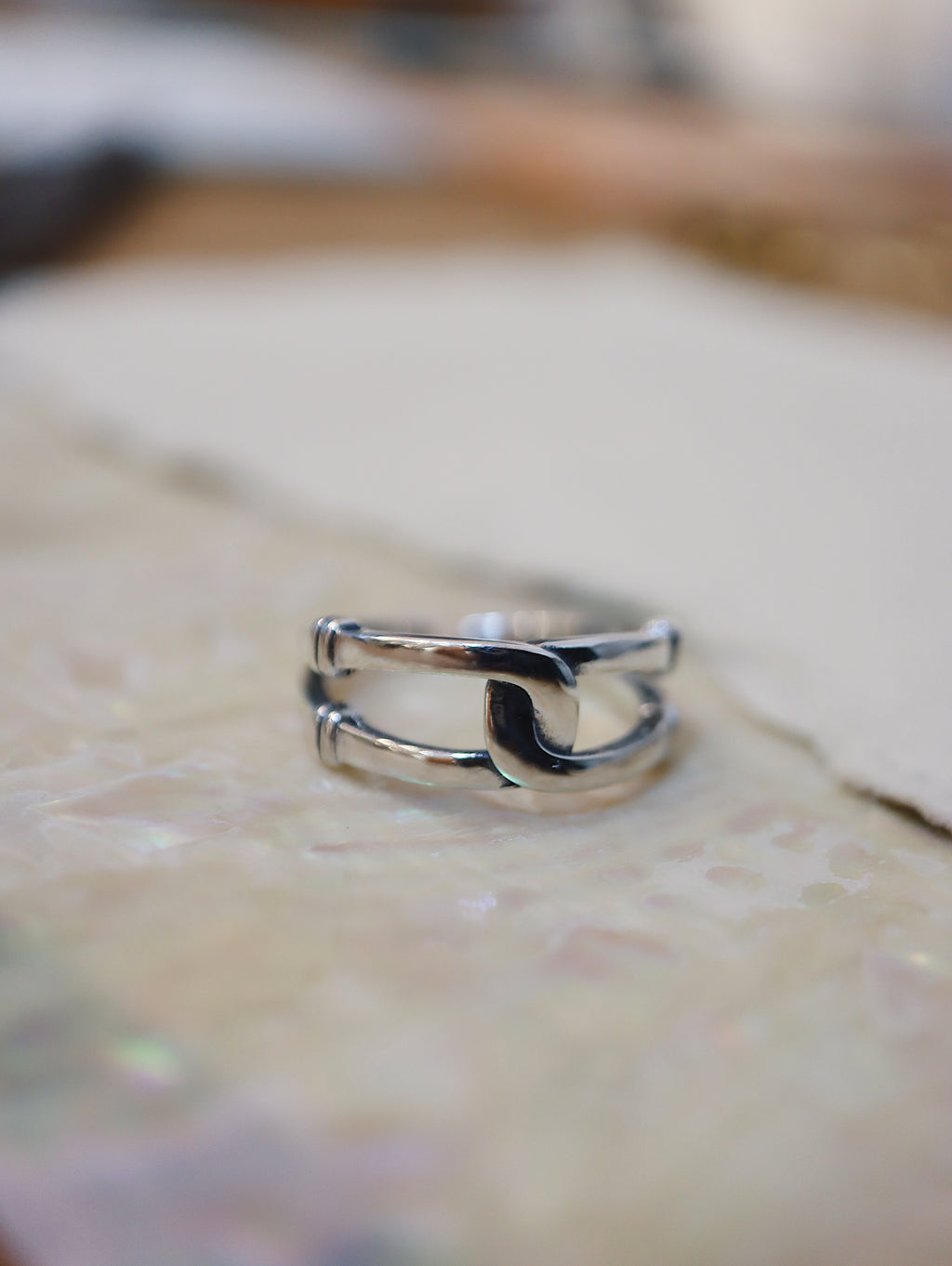 Interlock 925 Silver free size ring