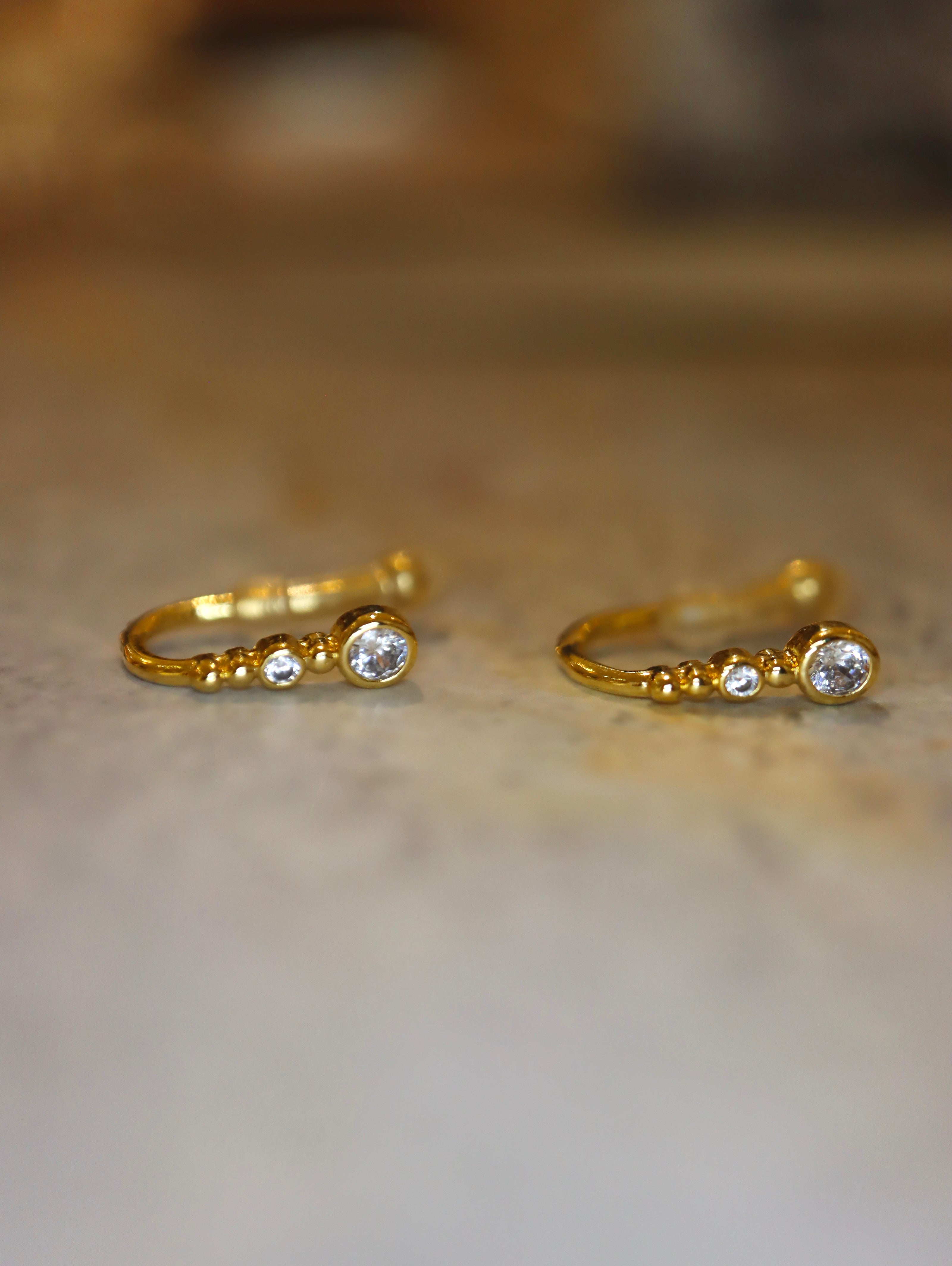 Double stud mini ear clips (pair)