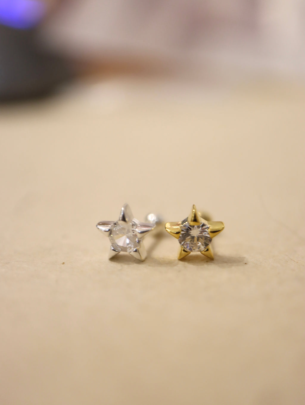 Cz star 925 silver piercing stud (1pc)