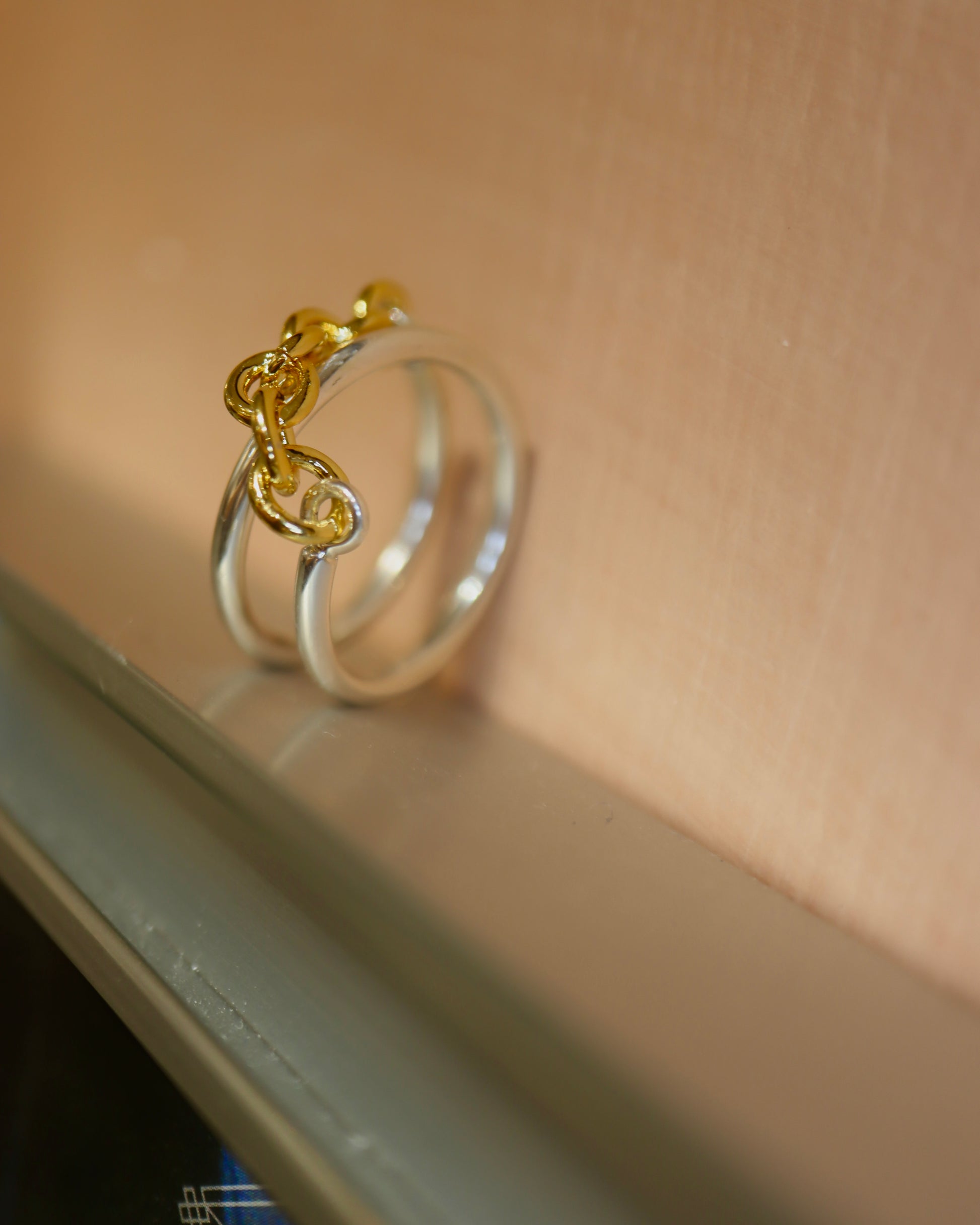 Mix tone chain 925 silver ring