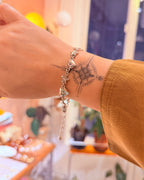 Starlit Heart Chain Brass Bracelet