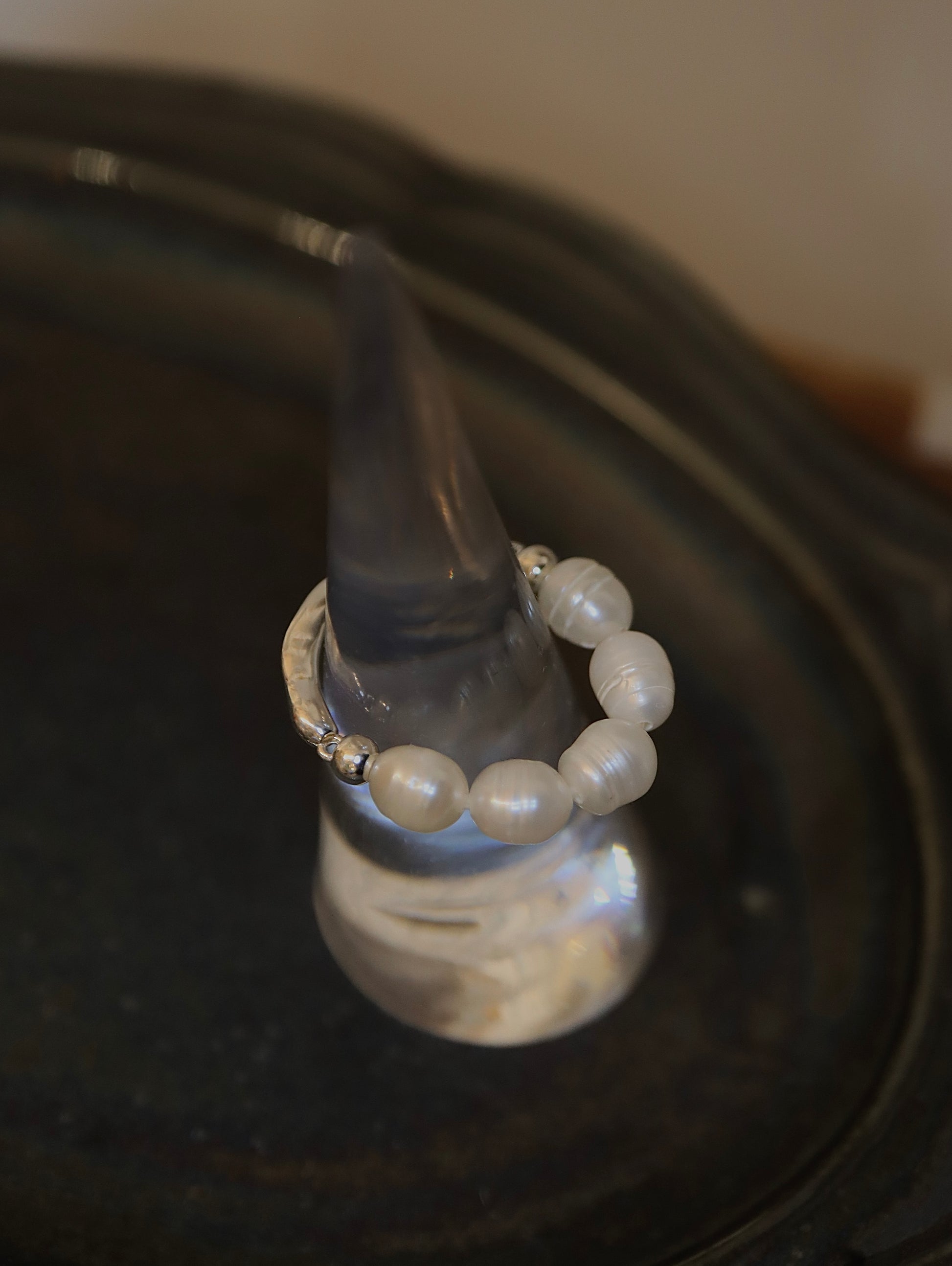 Raw pearl 925 silver ring