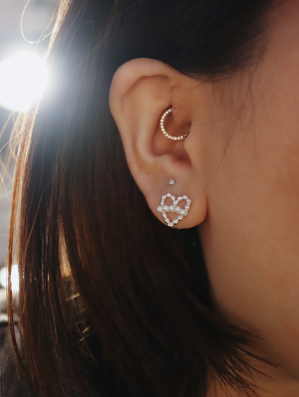 Silver925 heart pearl earrings