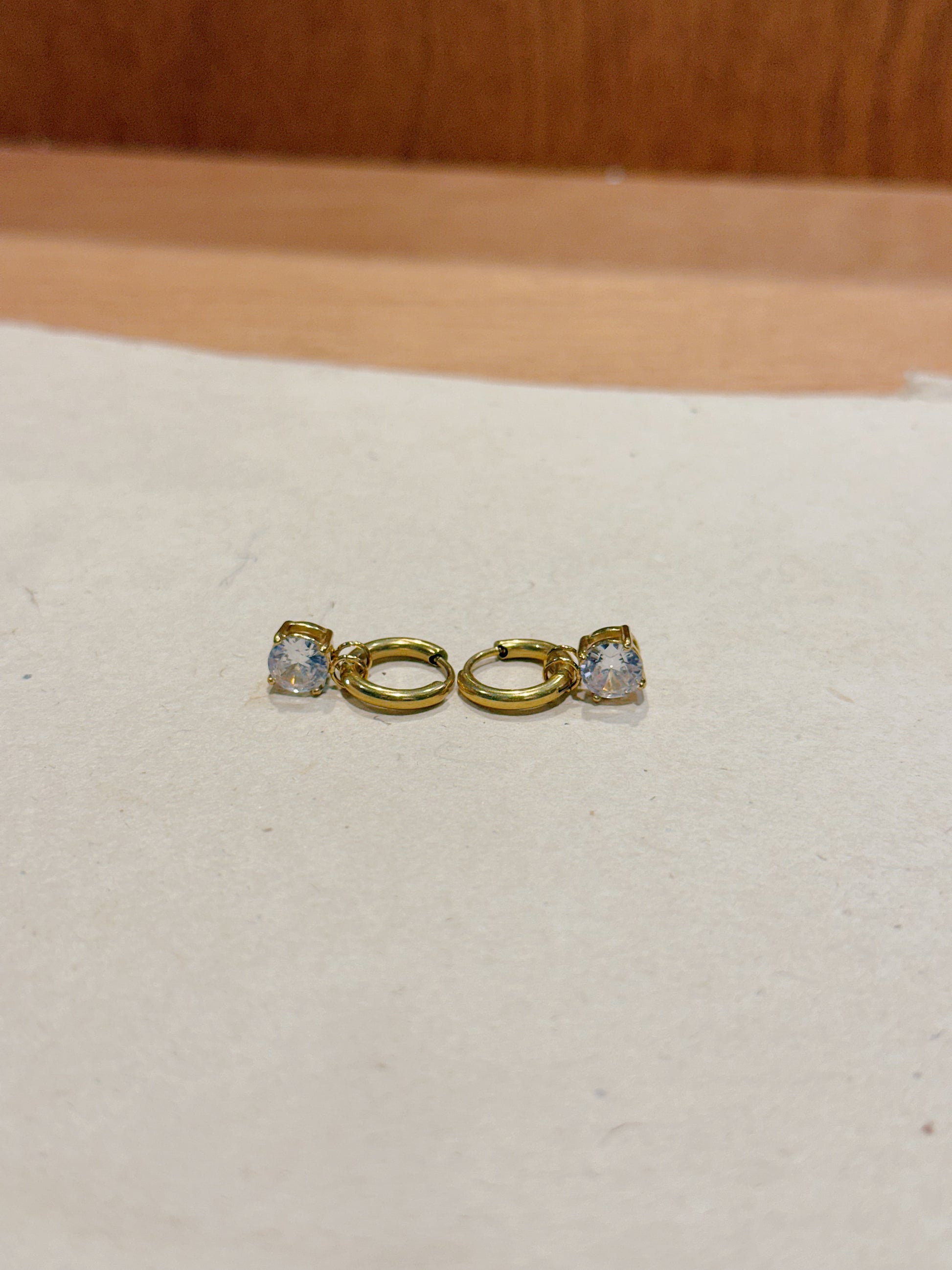 Stainless steel drop cz earrings