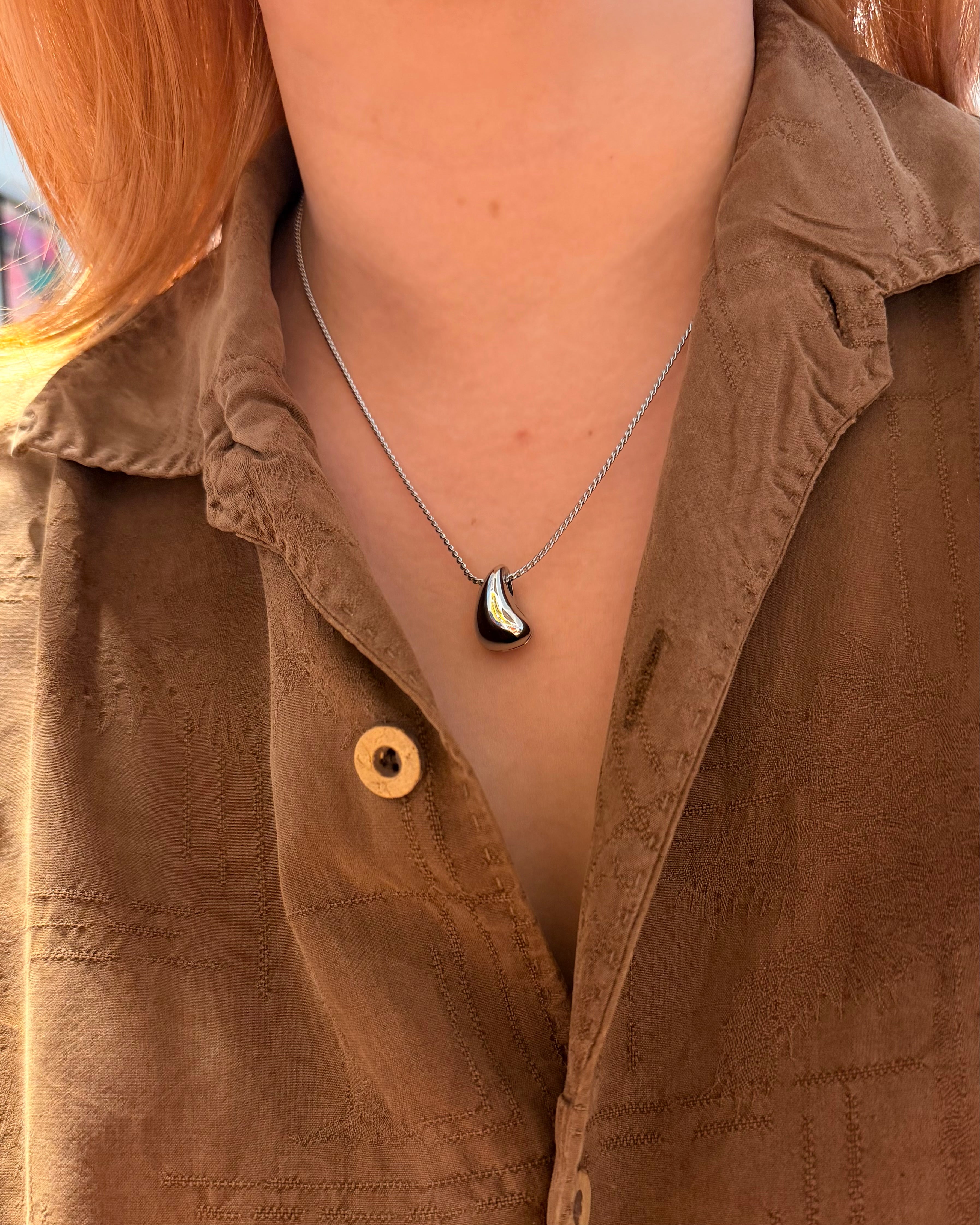 Pebble Pendant Stainless Steel Necklace