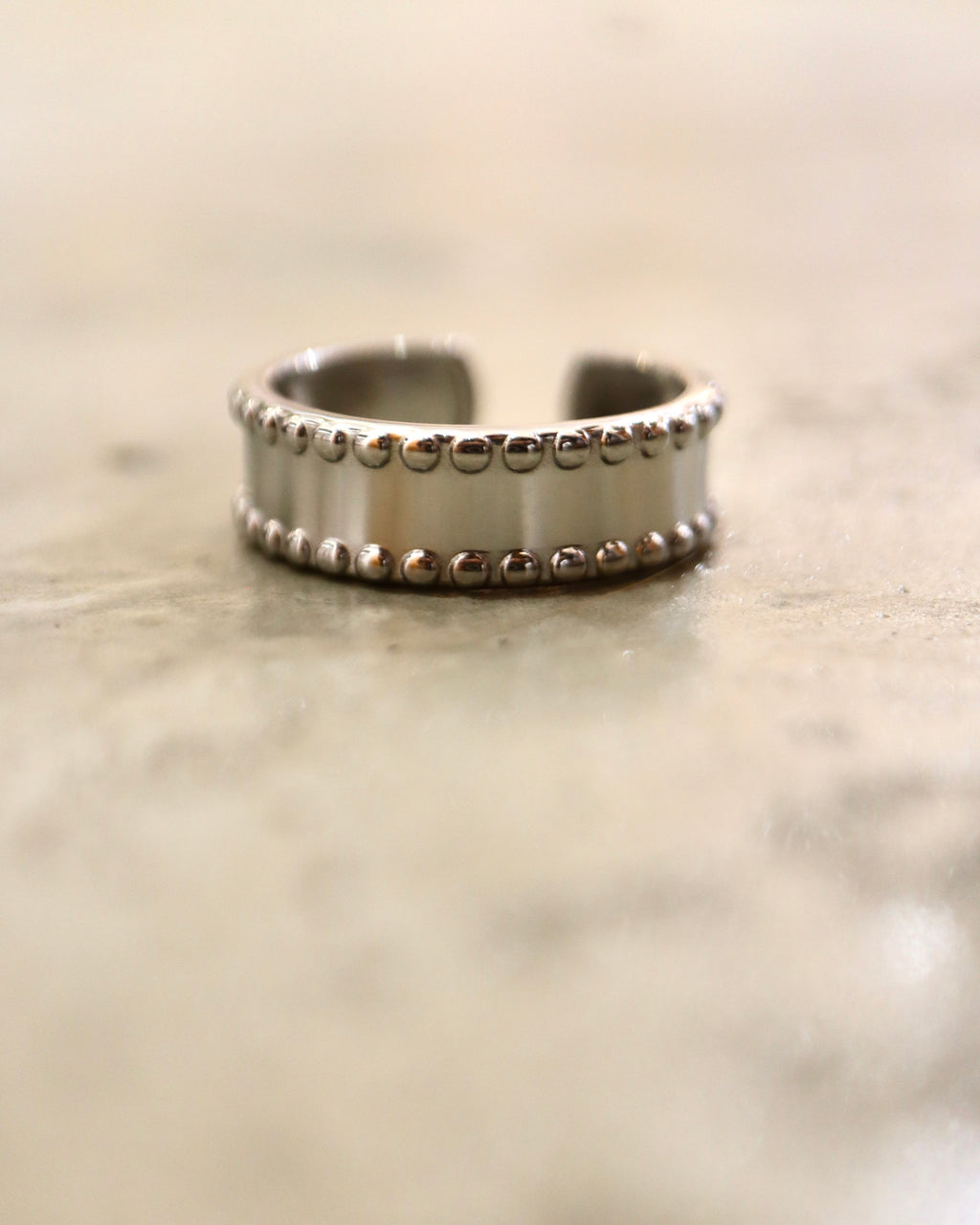 Open Orbit Bead Stainless Steel Ring