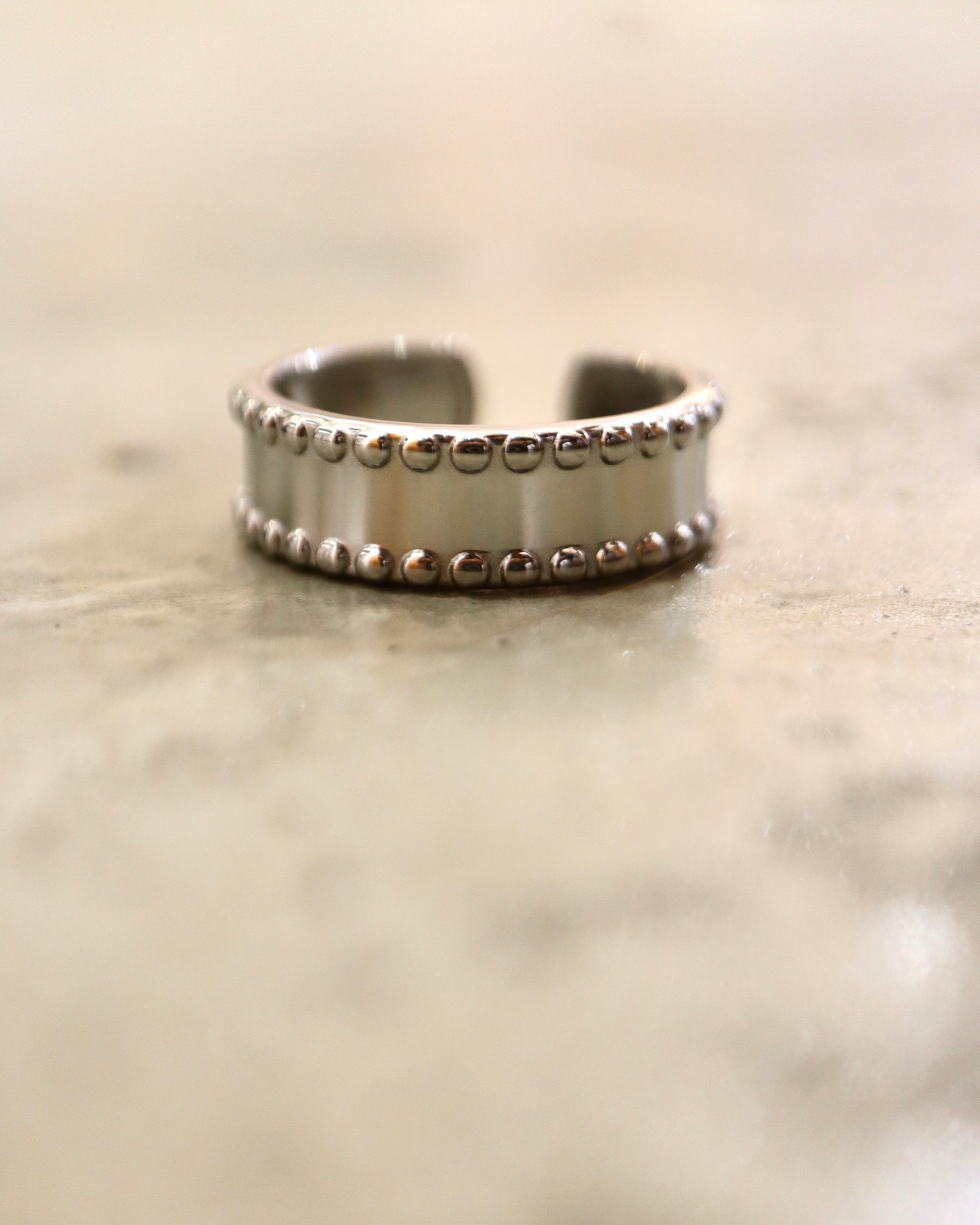 Open Orbit Bead Stainless Steel Ring