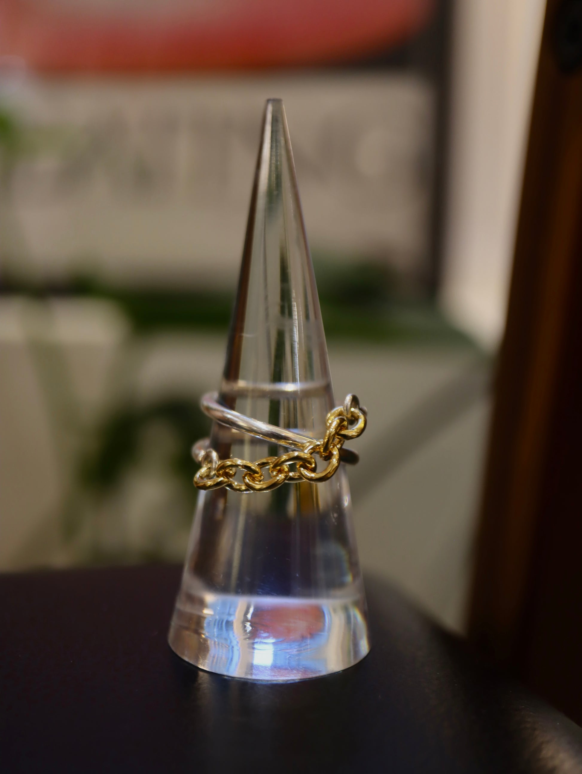 Mix tone chain 925 silver ring