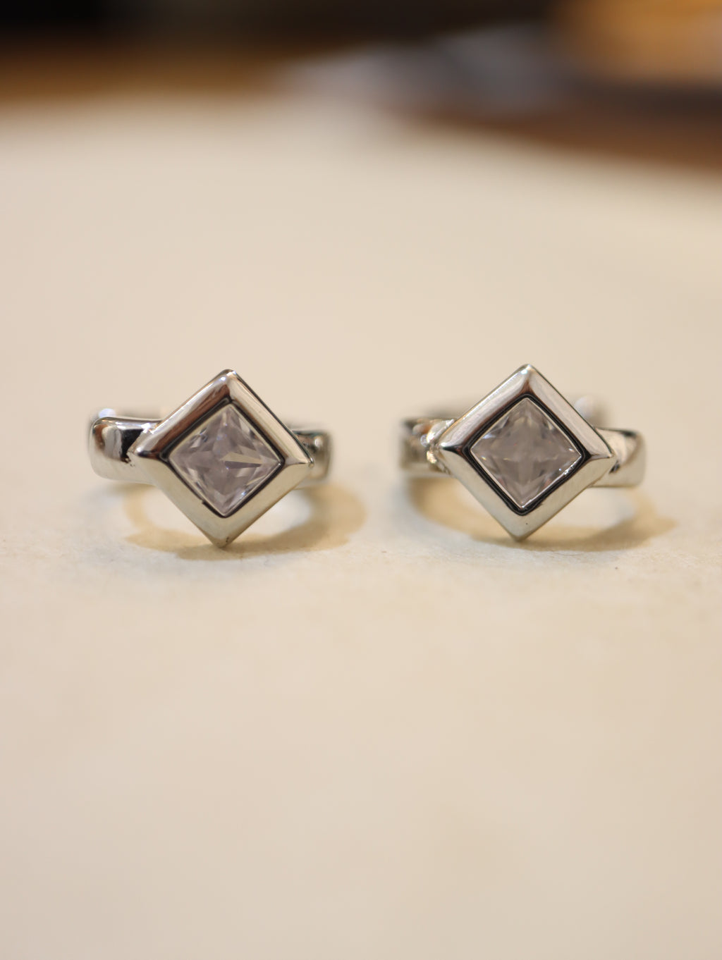 Rhombus CZ hoop earrings