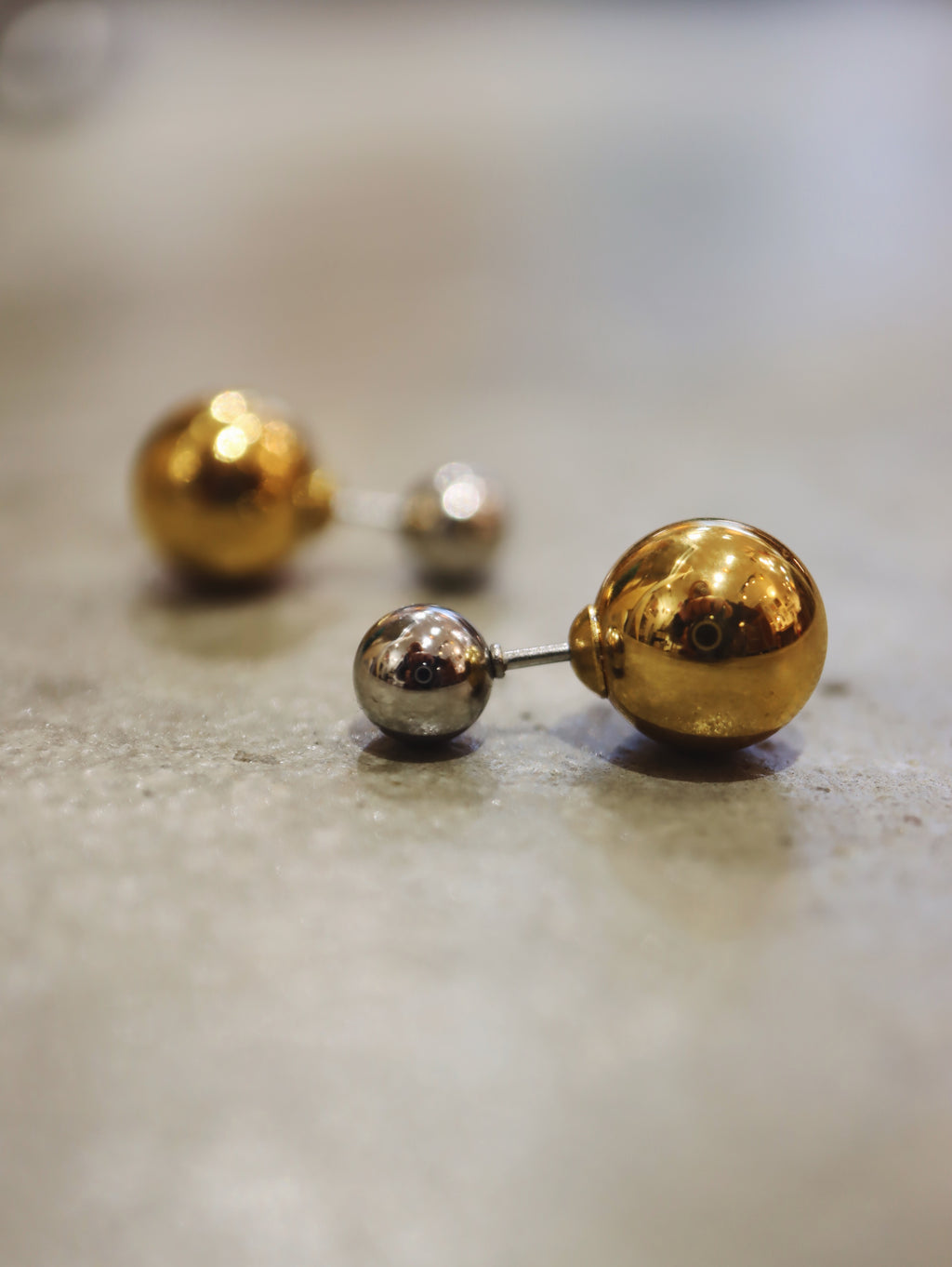 Mix tone front & back stainless steel earrings