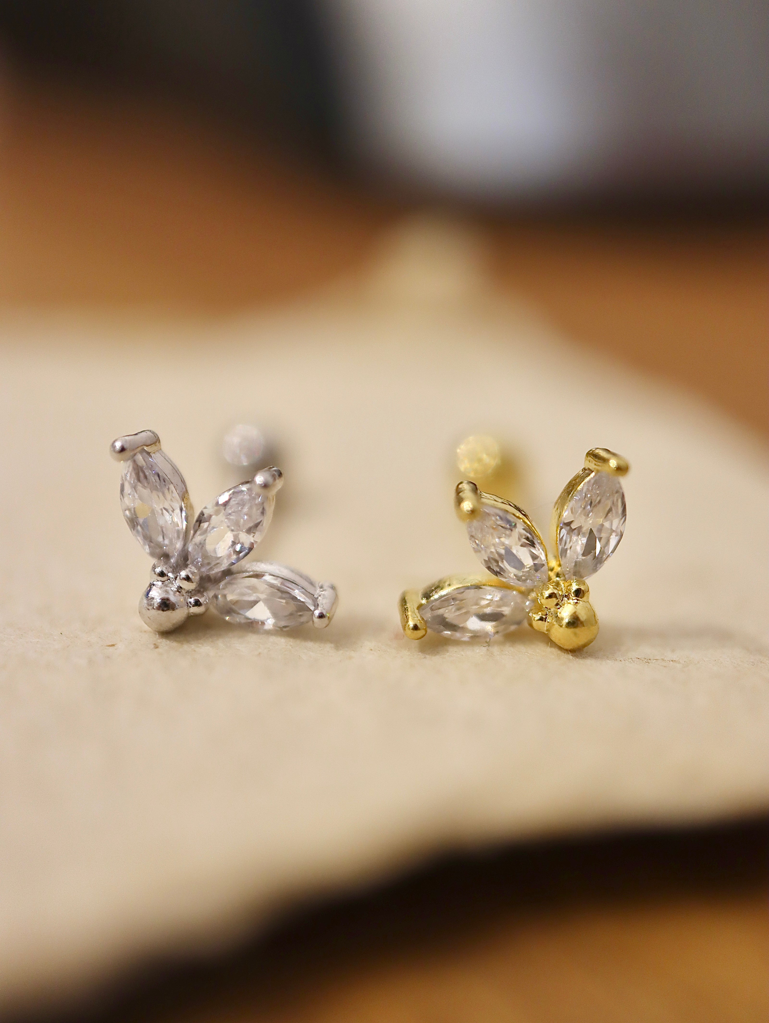 Lyra cz stud piercing 925 silver earring (1pc)