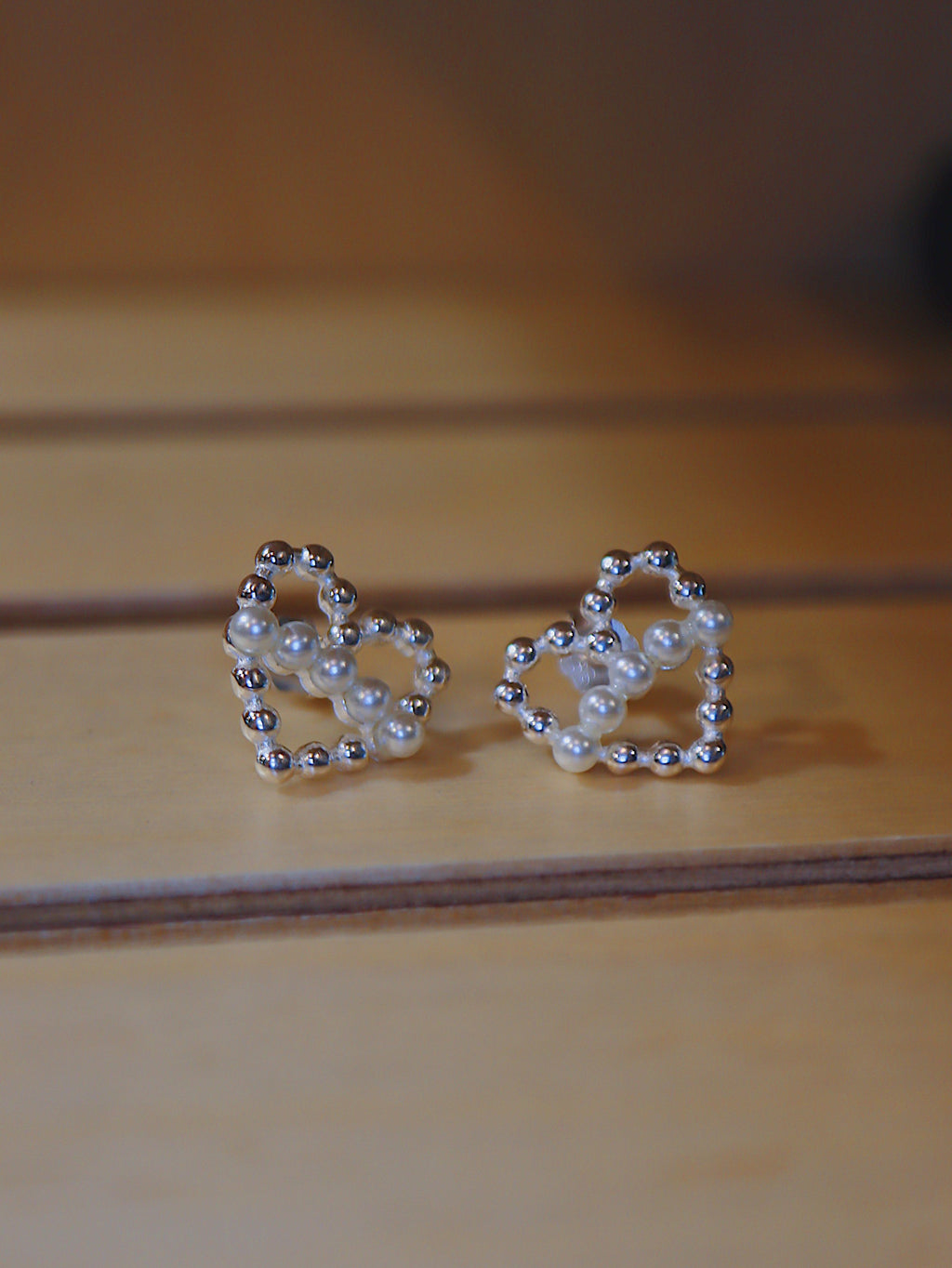 Silver925 heart pearl earrings