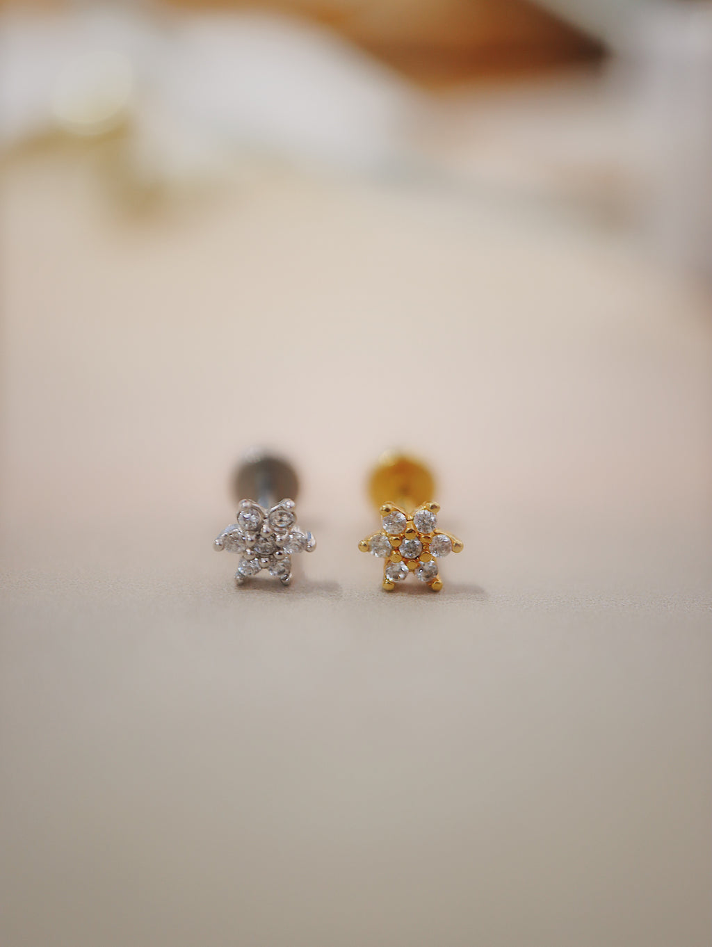 Threaded Flat Back CZ Stud Piercing