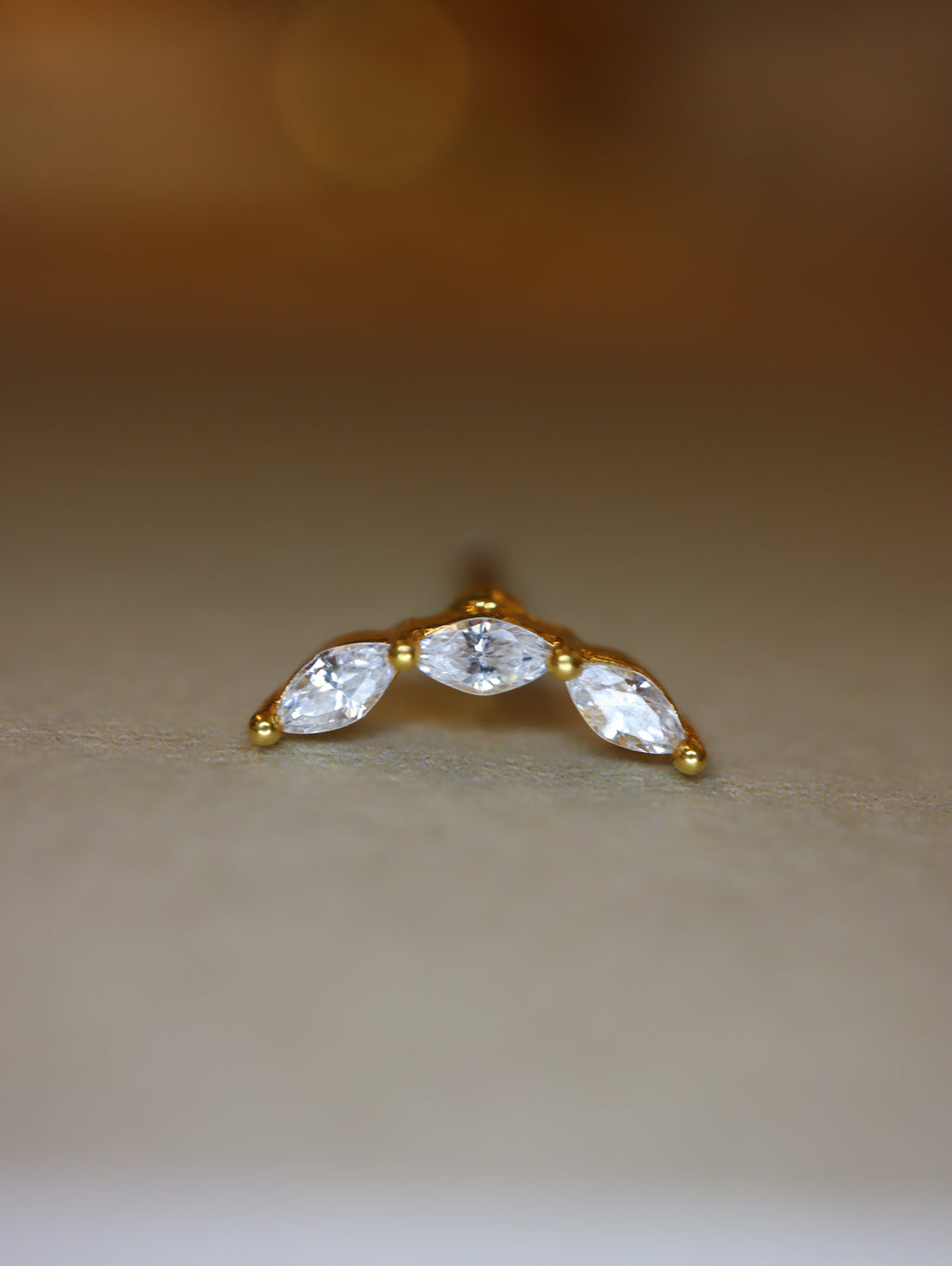 Cz curve bar surgical steel piercing