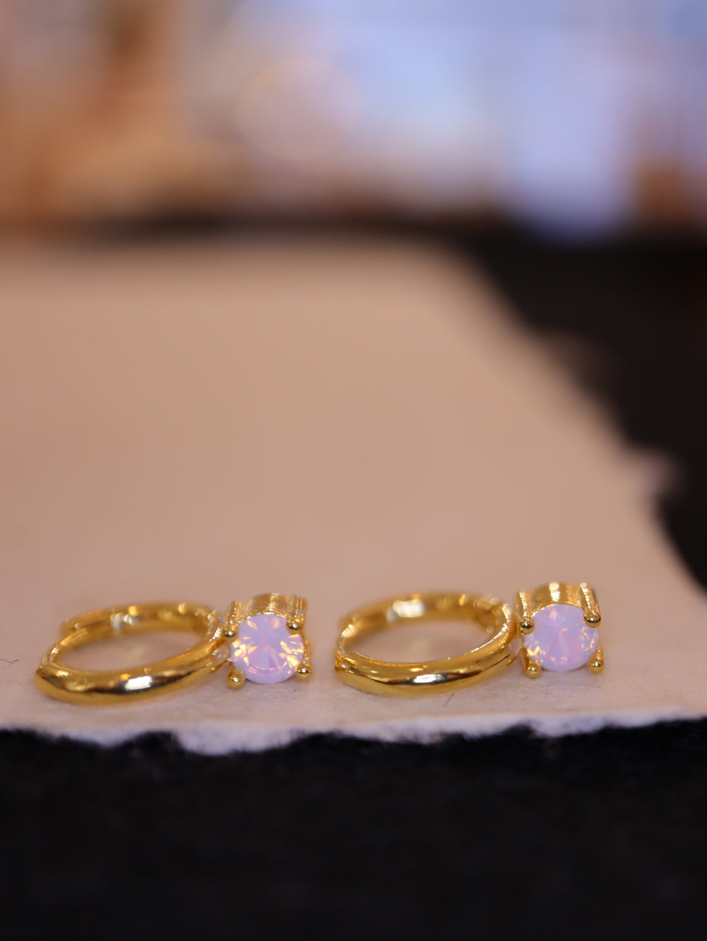Hinged hoop drop cz earrings