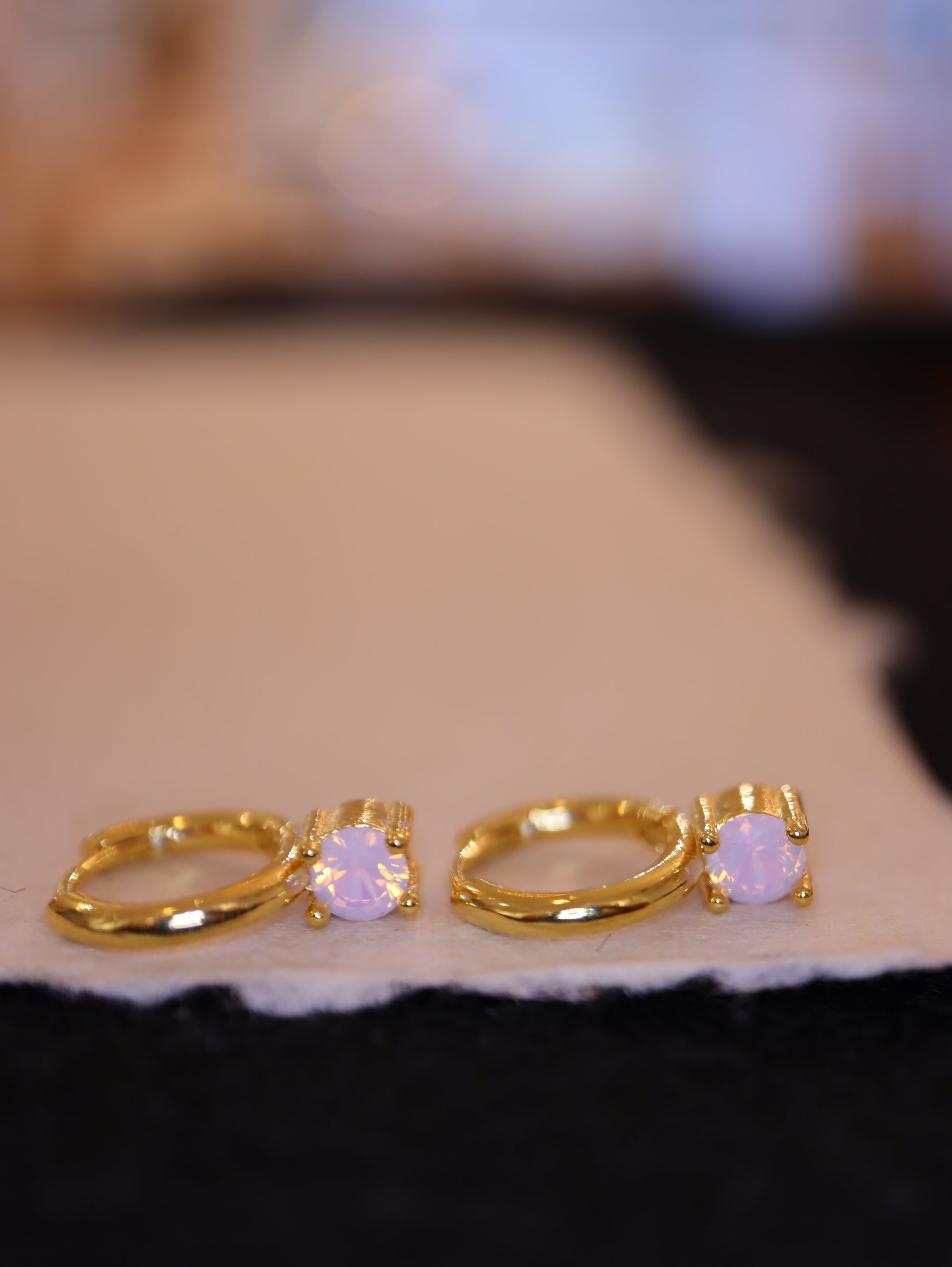Hinged hoop drop cz earrings