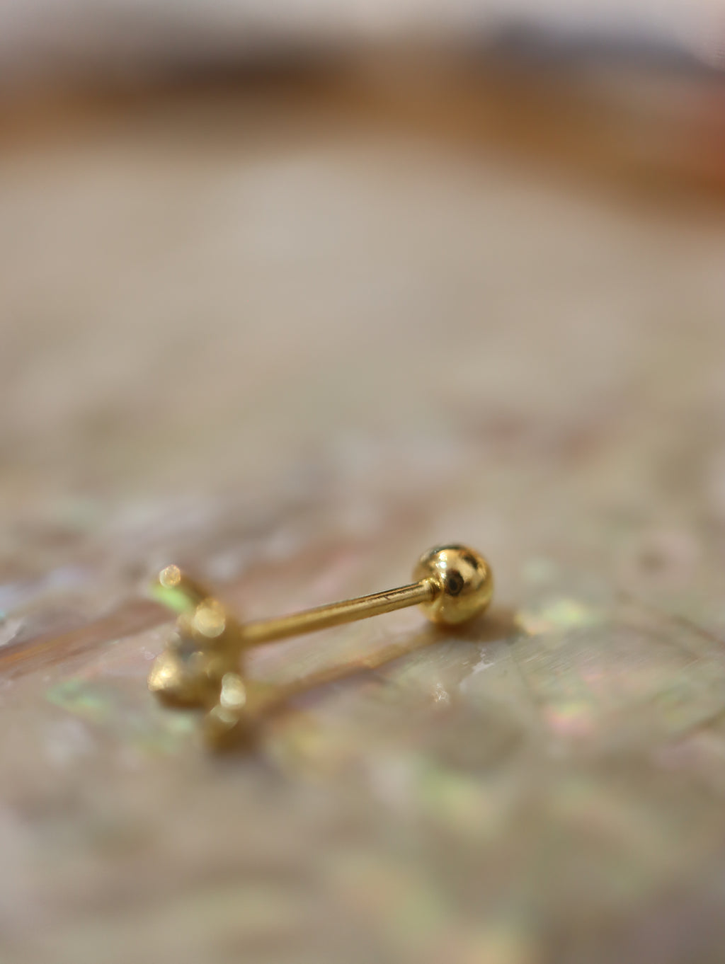 4petal flower cz stud 925 piercing