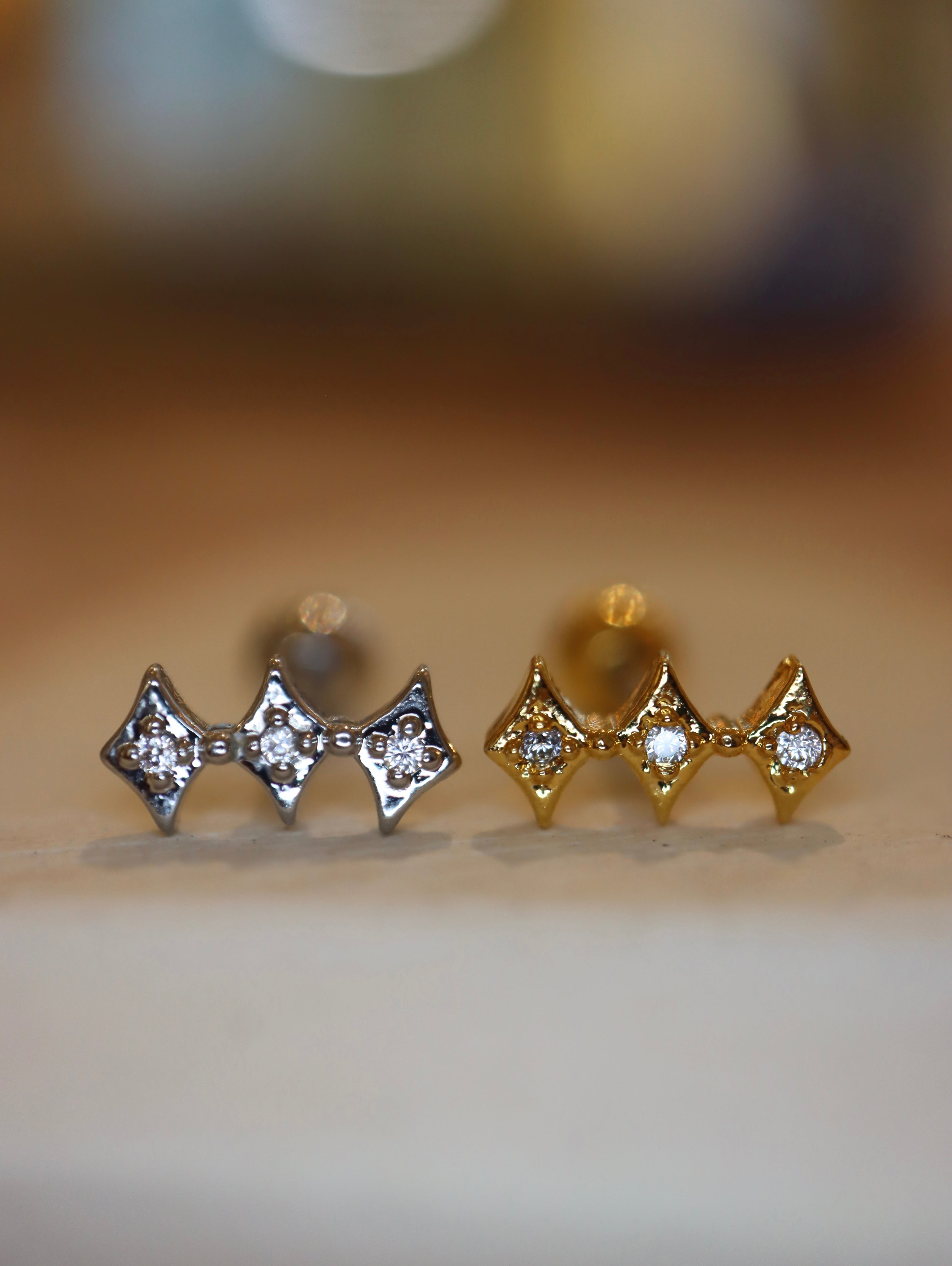 Triple Rhombus Stud Piercing Earring (1pc)