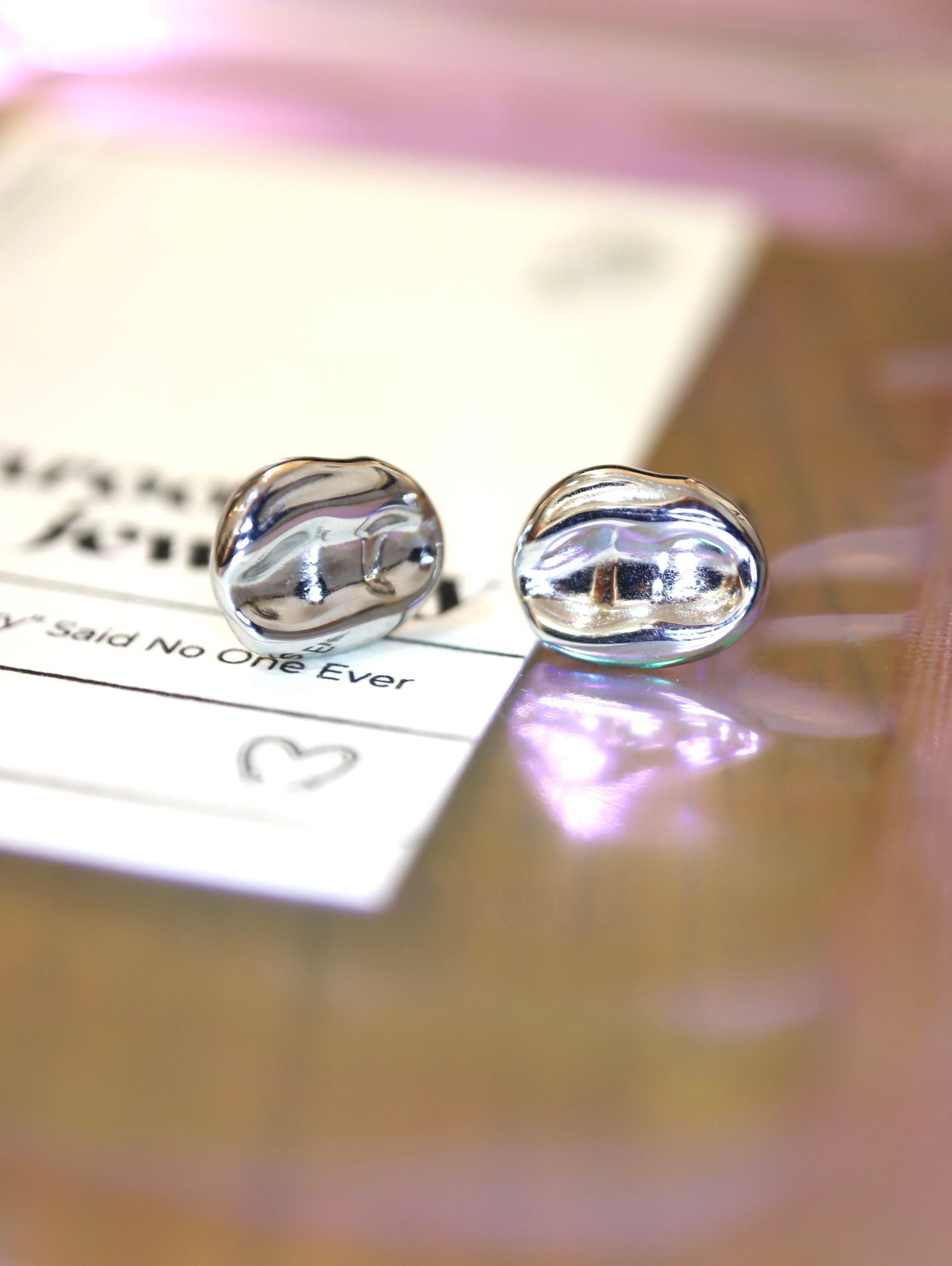 Irregular oval stainless steel earrings