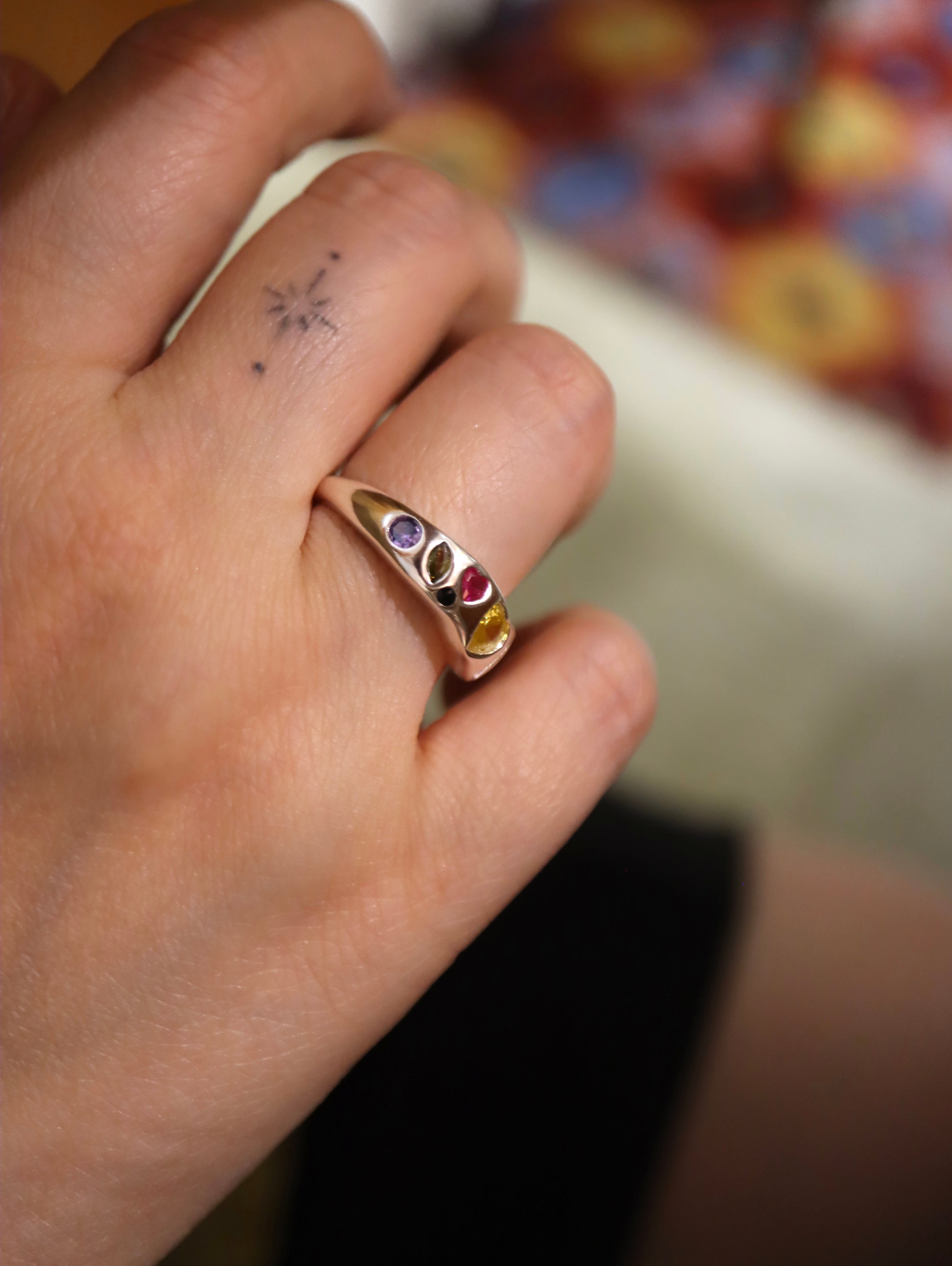 Multi-colour 925 Silver Ring