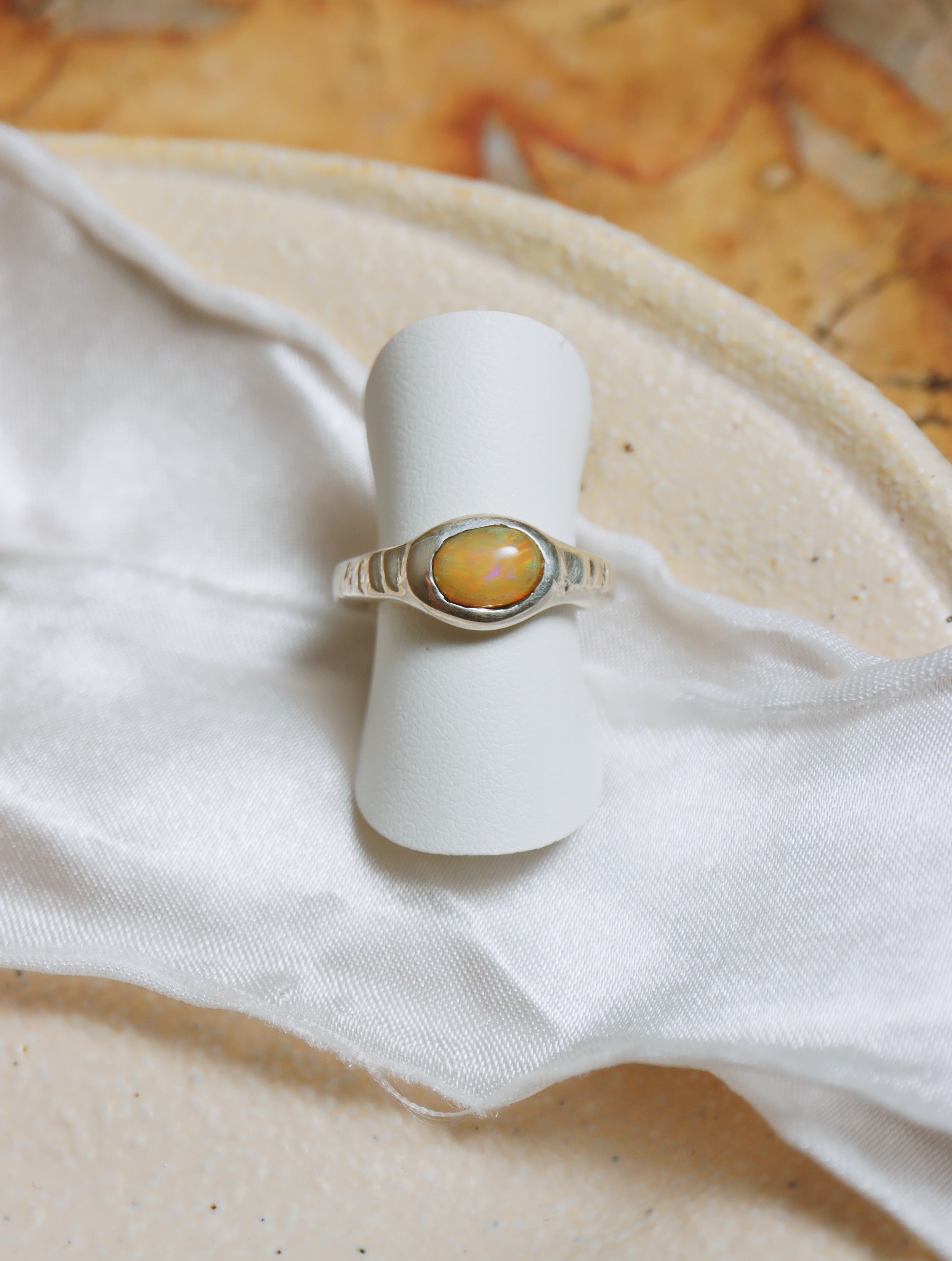 Sterling Silver Hand crafted Ethiopian Opal Ring