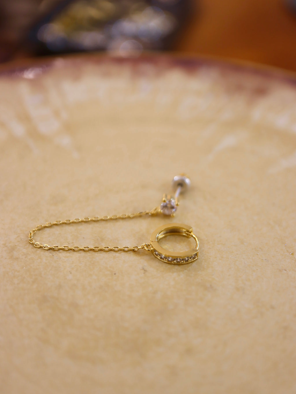 Chain link hoop and stud earrings