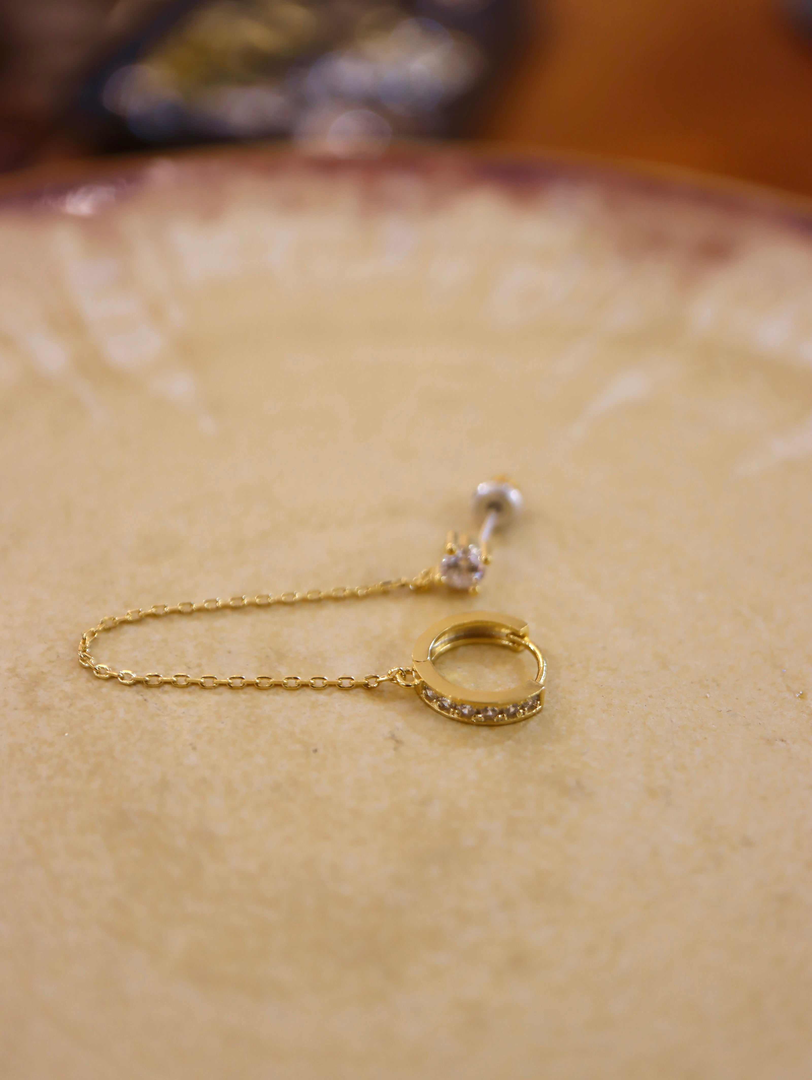 Chain link hoop and stud earrings