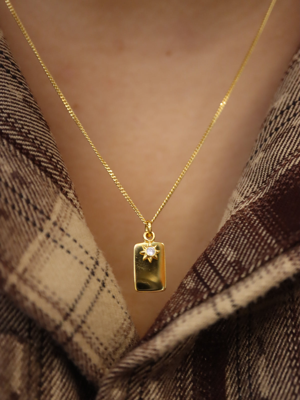 Celestial Rectangle With Sun Pendant 925 silver Necklace