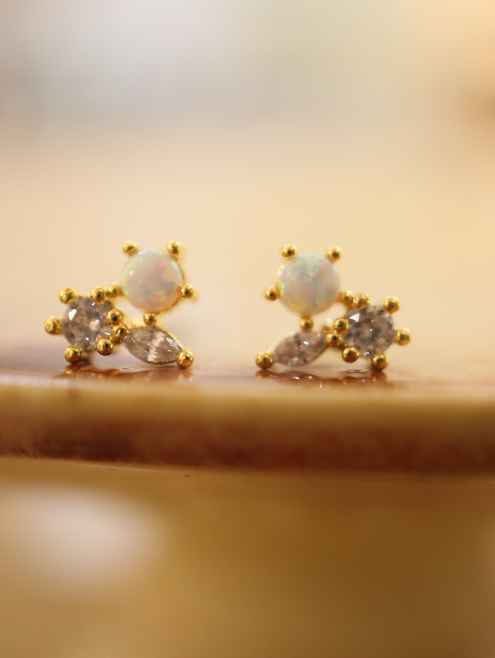 Opal cz stud earrings