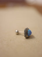 Heart Opal 925 silver stud earring (1pc)