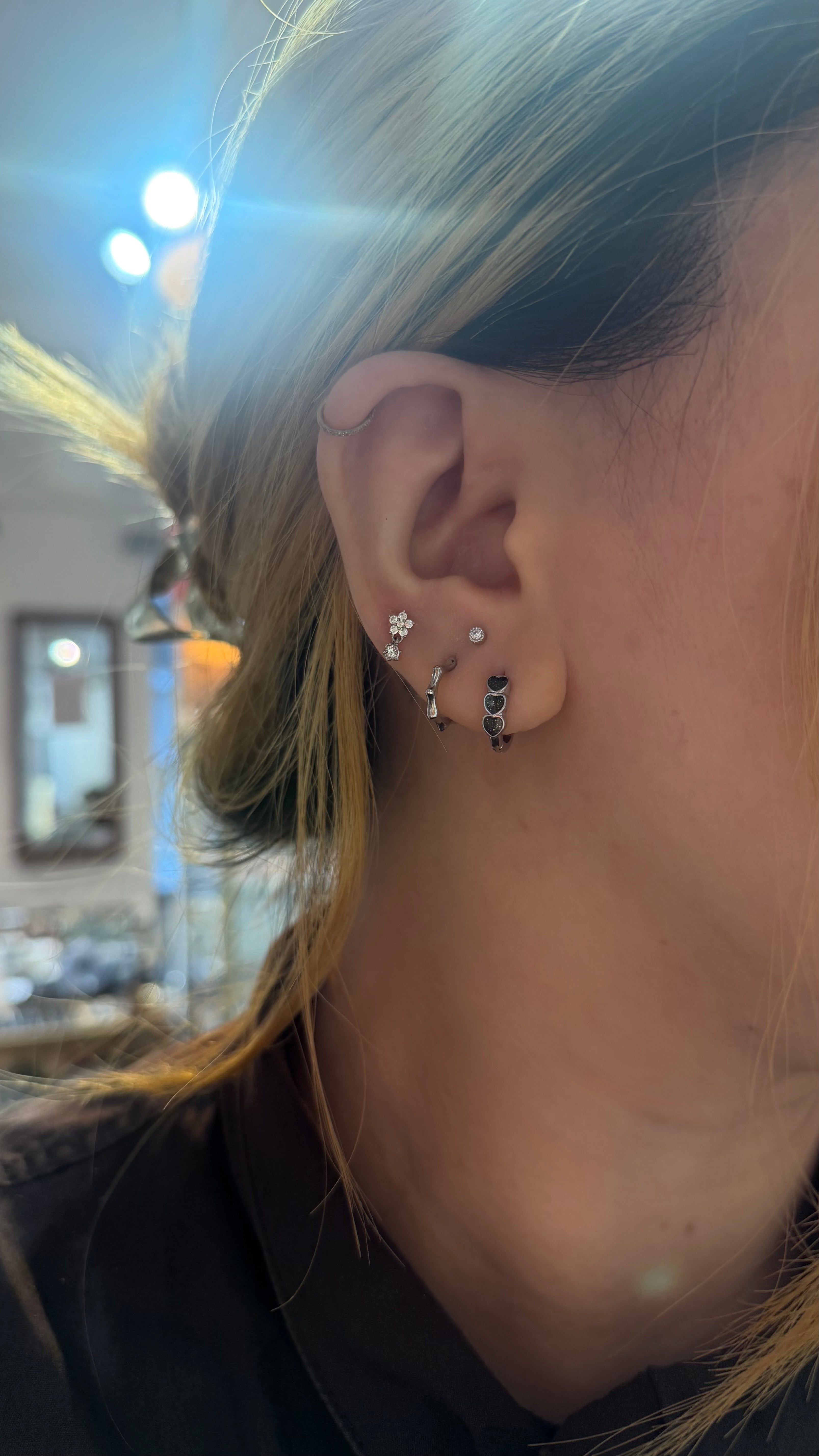 Round cz mini surgical steel stud piercing