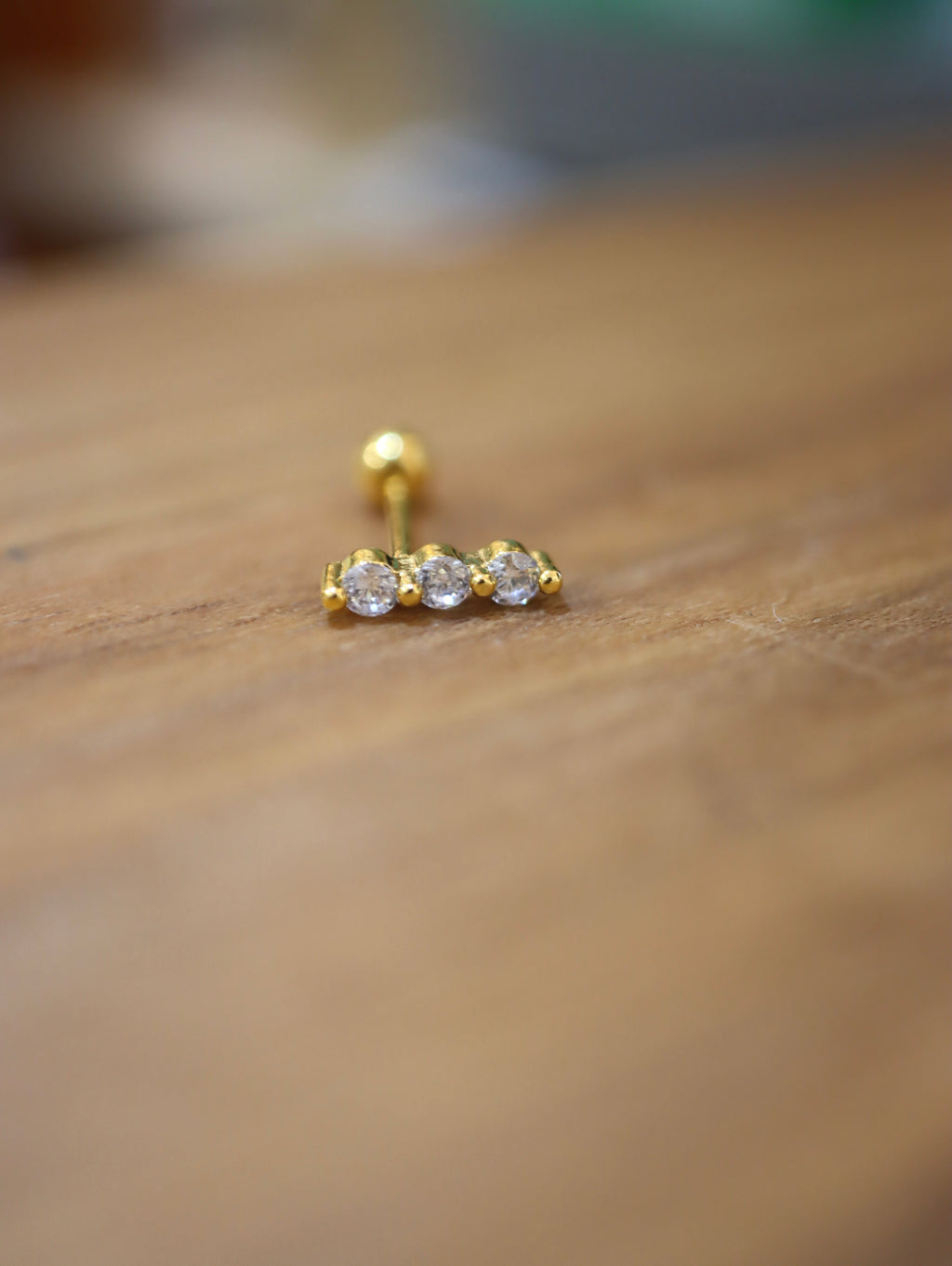 Triple cz stud 925 silver piercing