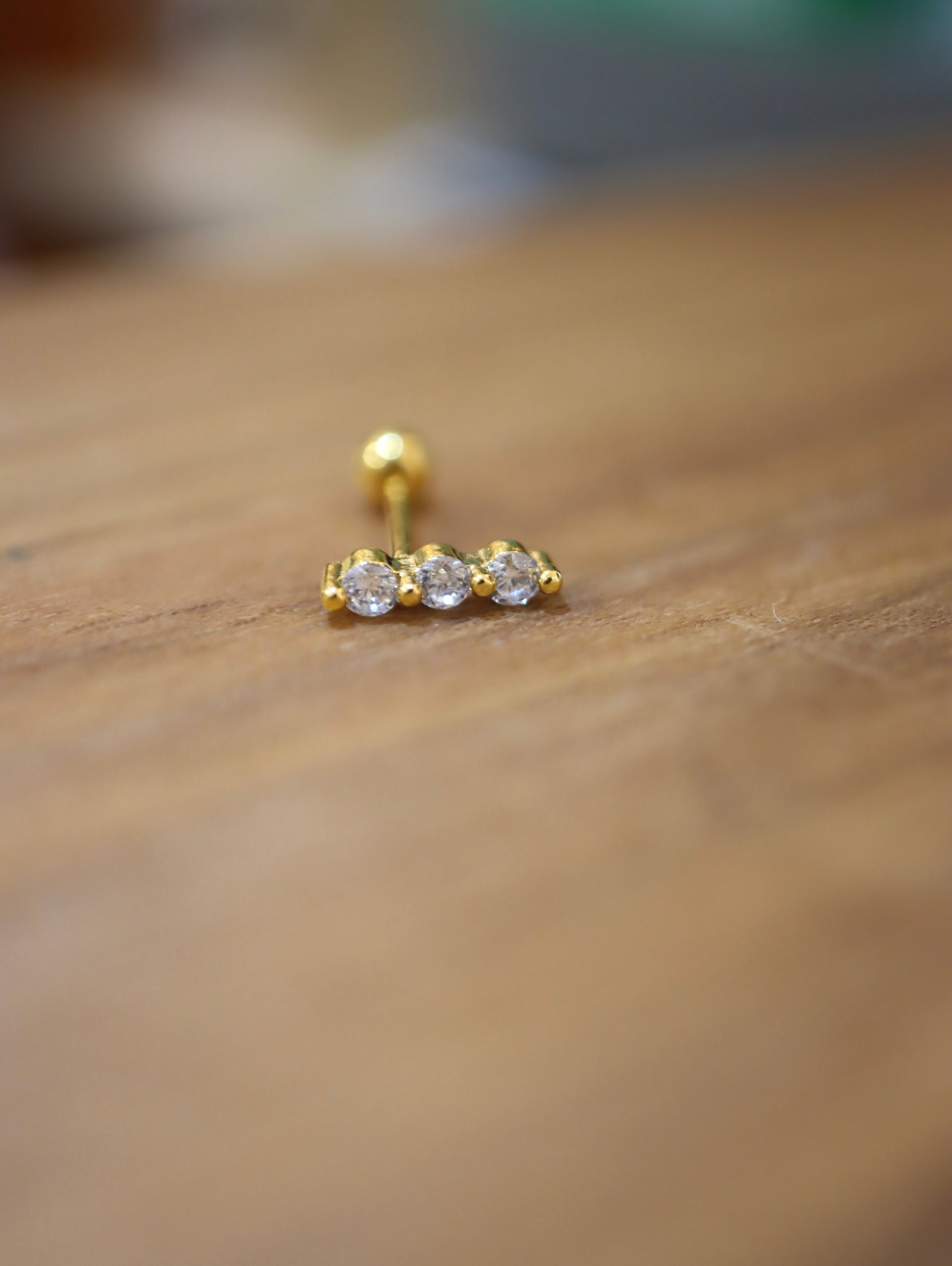 Triple cz stud 925 silver piercing