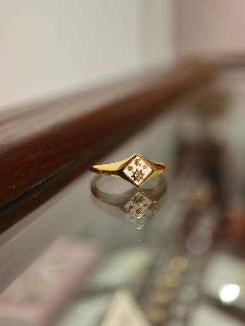 Celestial Rhombus Enamel Open Size Ring