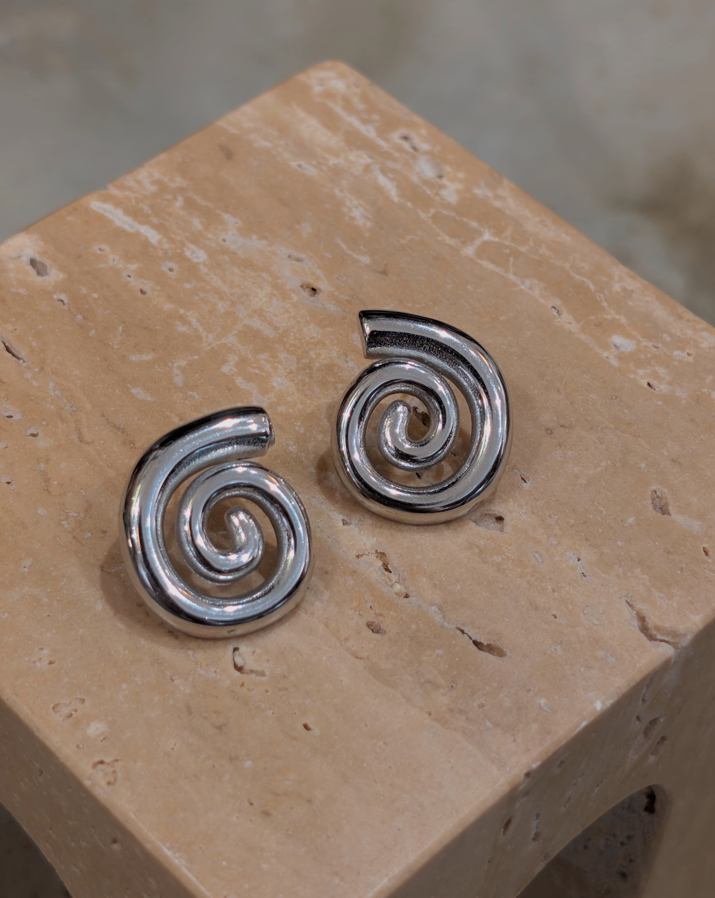Spiral stainless steel earrings