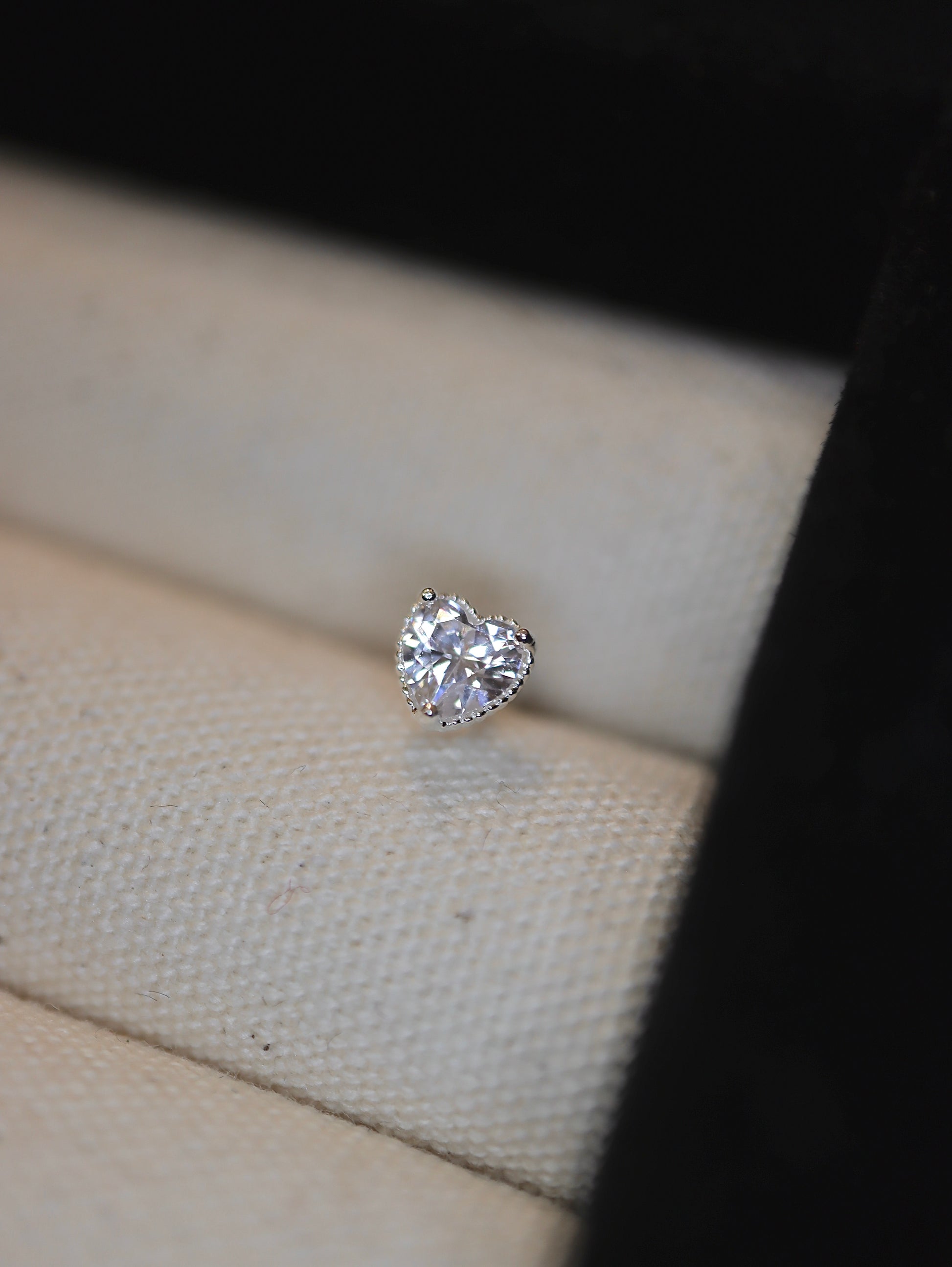 Heart cz 925 silver piercing stud  (1pc)